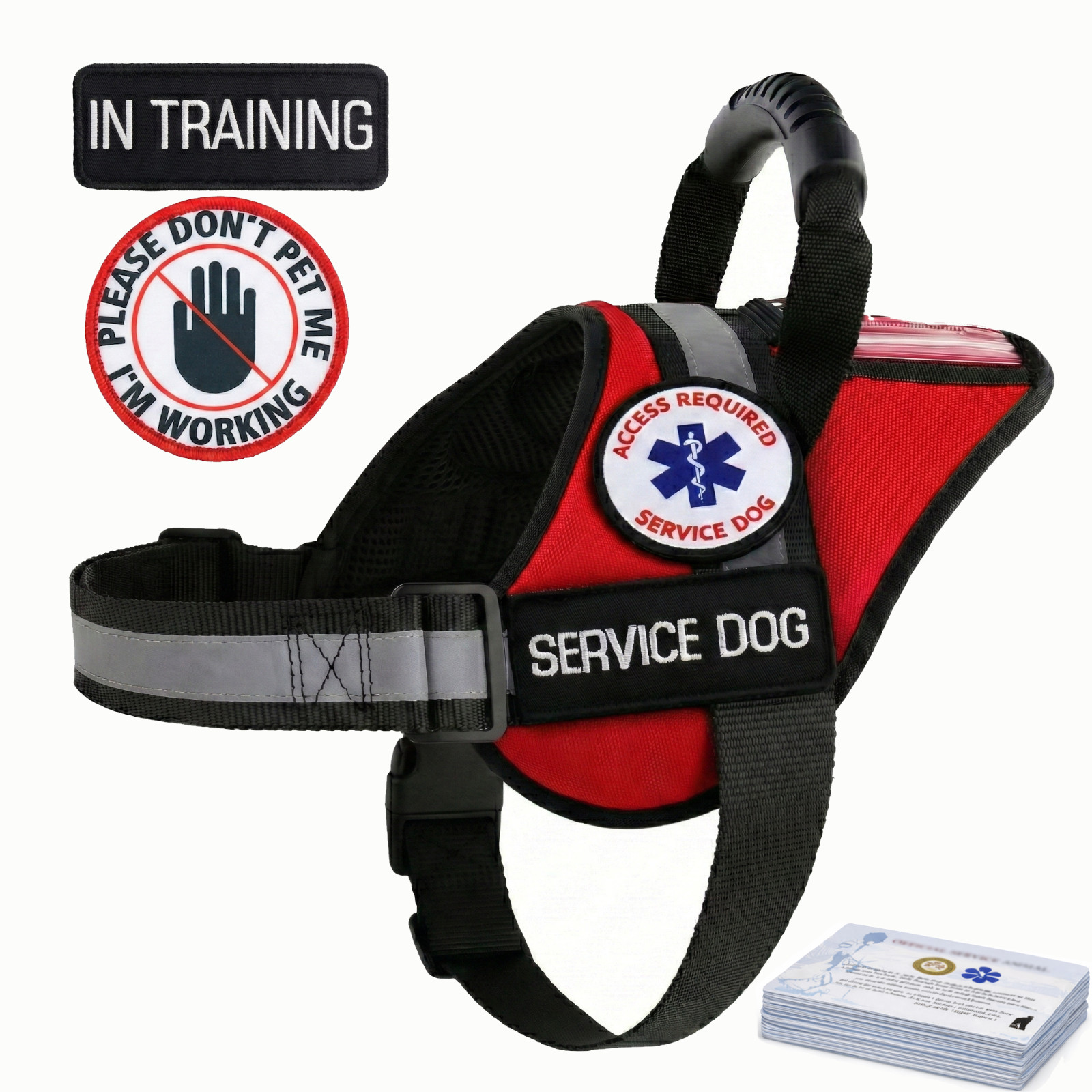 Service Dog Vest No Pull Harness Waterproof Handle ID Pocket + 10 ADA Info Cards
