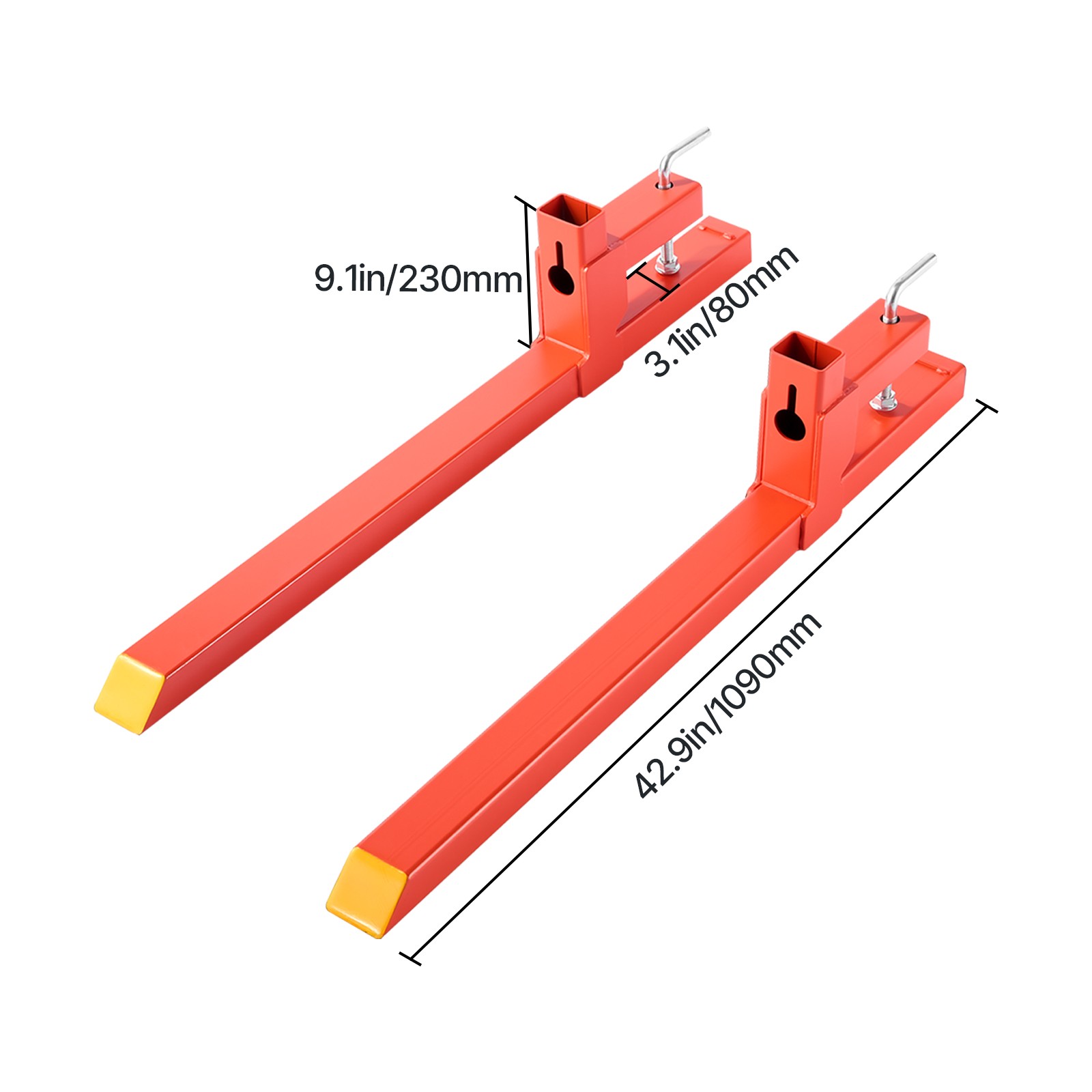 Uimoso 2000 lbs 43" Clamp on Pallet Forks Quick Attach Tractor Forks
