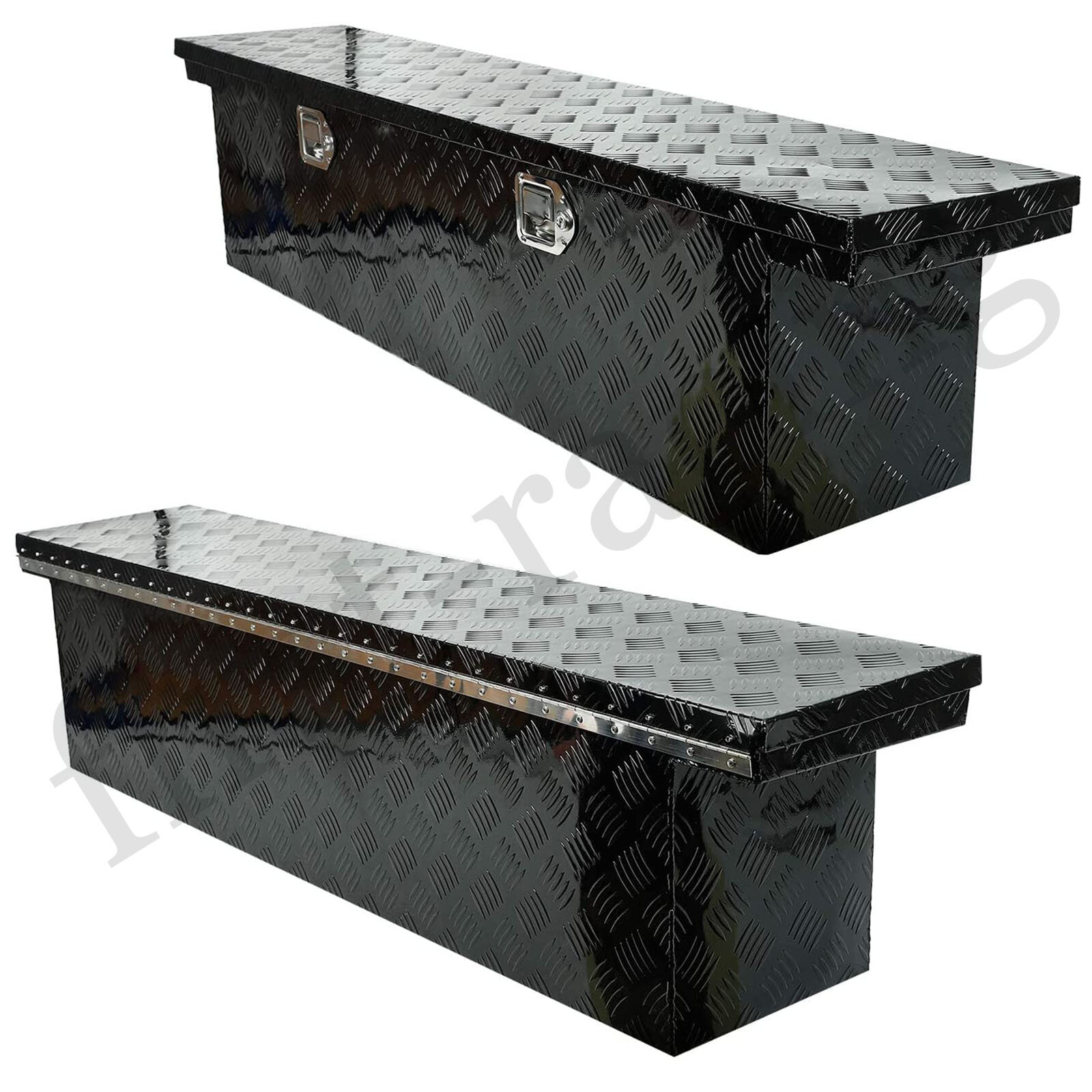 60"X12"X14" BLACK ALUMINUM PICKUP TRUCK TRUNK BED TOOL BOX TRAILER STORAGE+LOCK