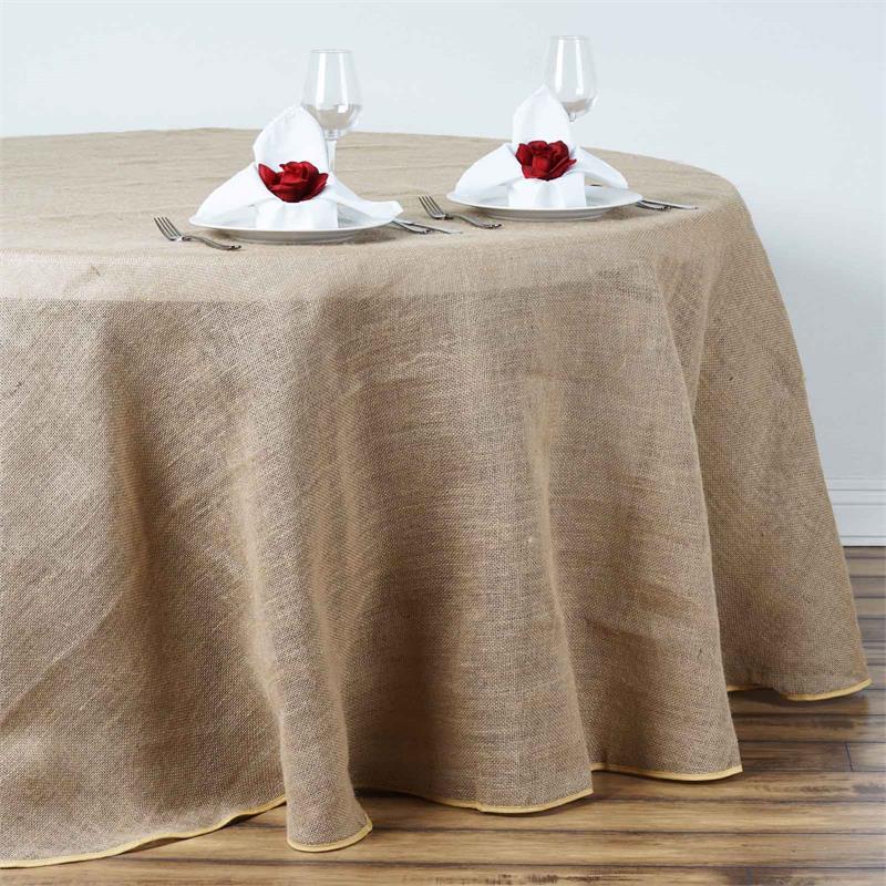 90-Inch ROUND Natural Brown Burlap Tablecloth Wedding Birthday Party Linens