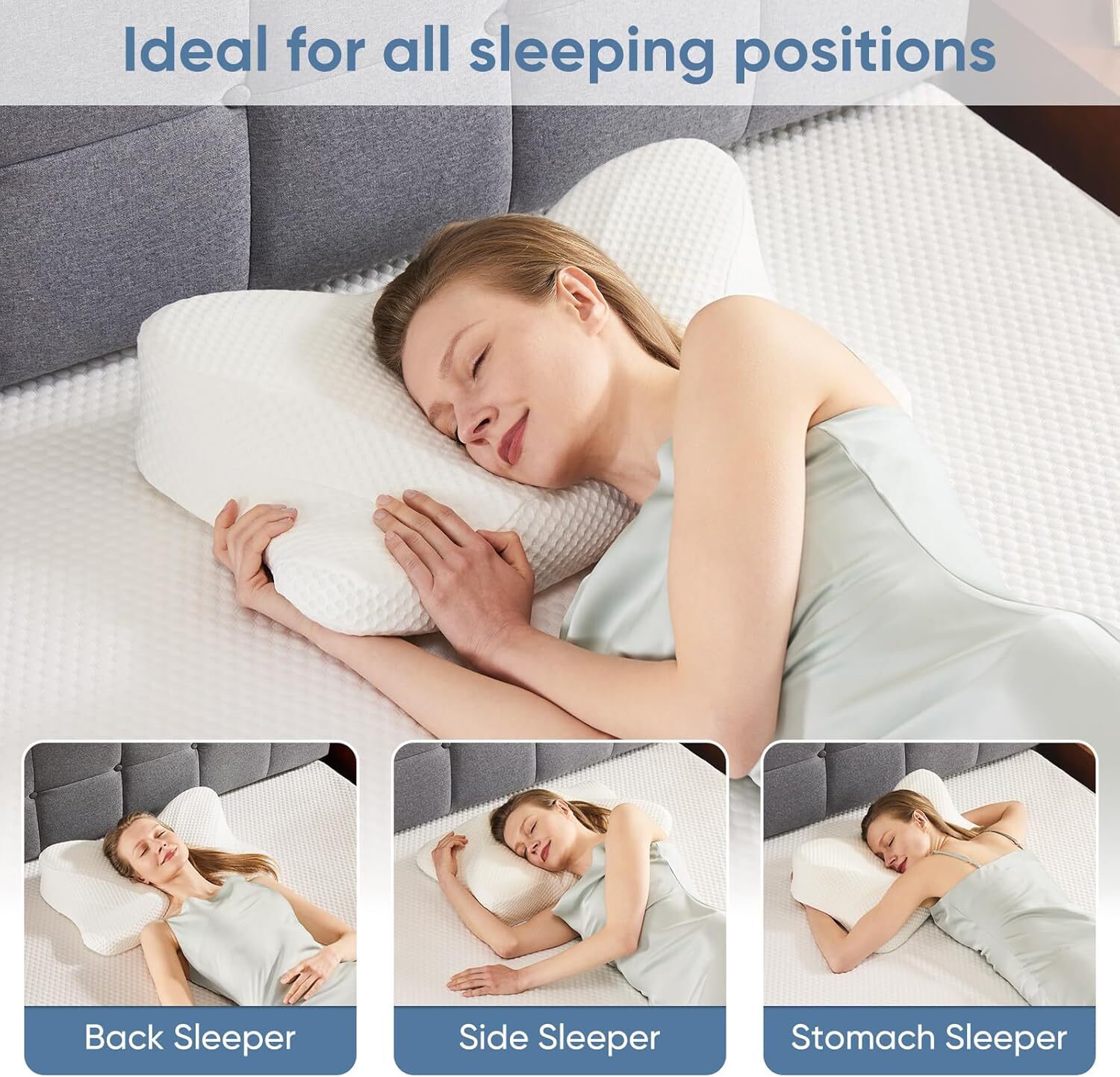 Contour Neck Pillow Neck Relief Ergonomic Cervical Pillow Memory Foam Bed Pillow