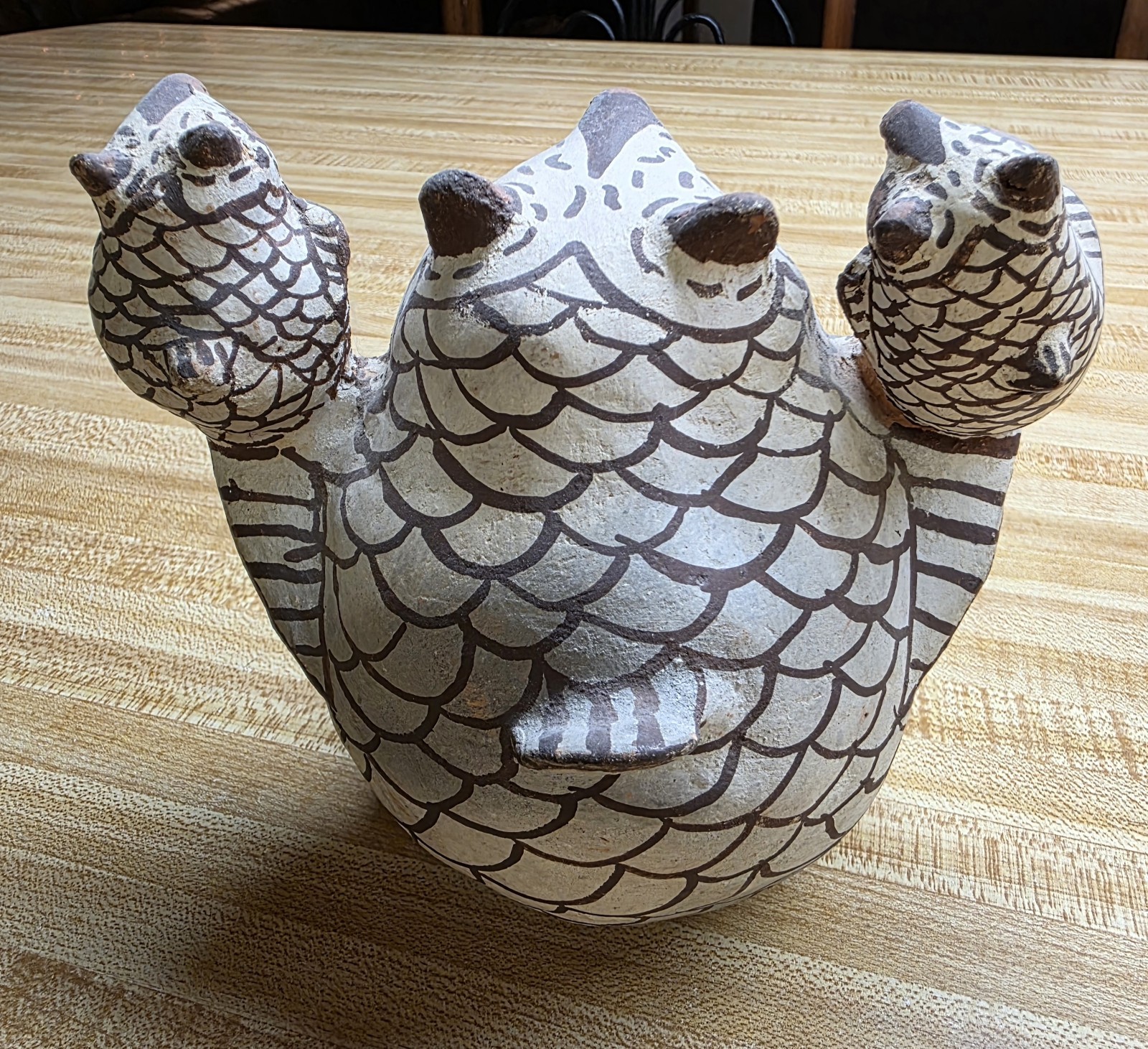 Zuni, Nellie Bica, Polychrome Owl Effigy Figure Southwest Pottery