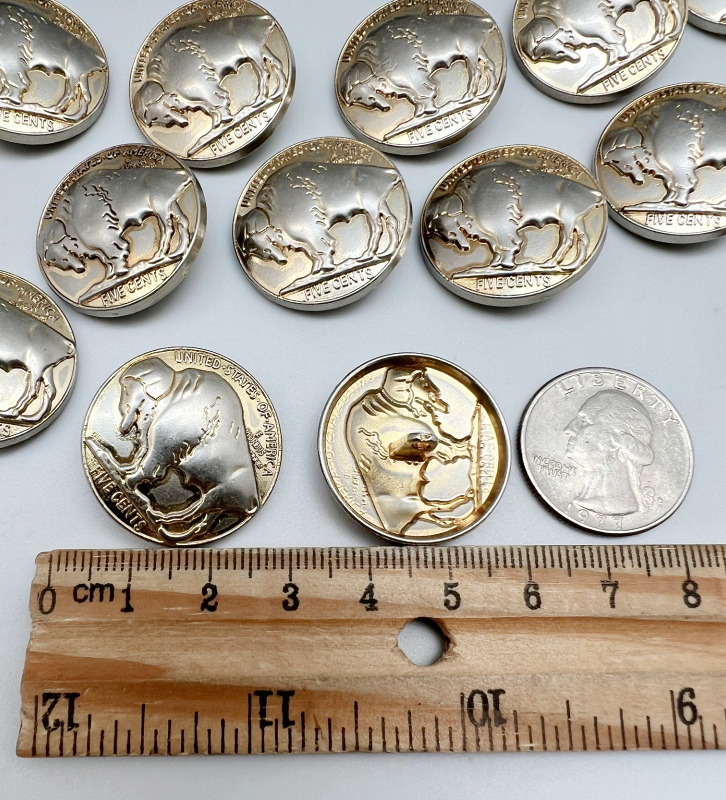 10PC Rustic Gold Buffalo Rustic Metal Buttons Shank Buttons 1" 26mm