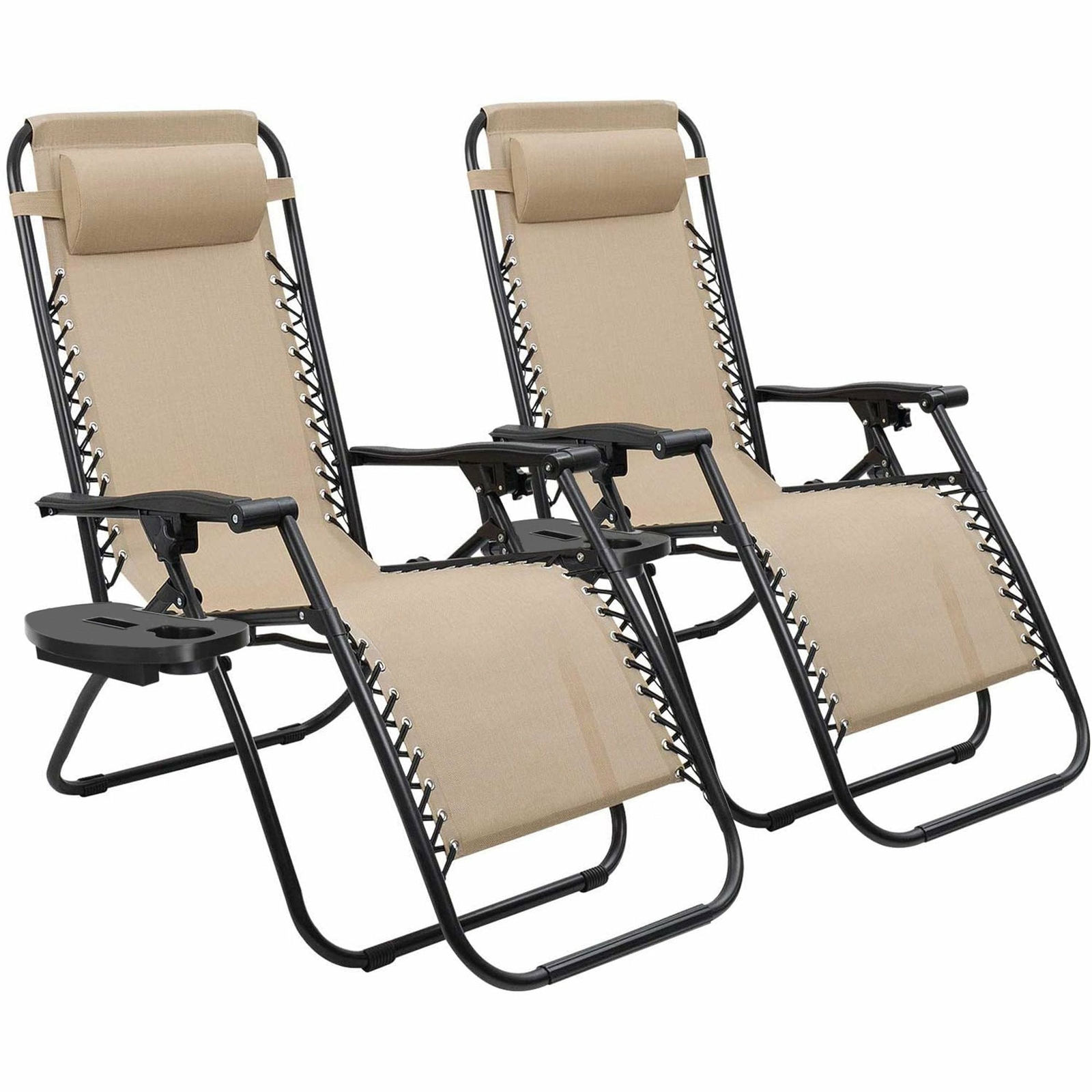 Zero Gravity Chair 2 Pack, Folding Outdoor Patio Lounge Recliner w/ Cup Holder