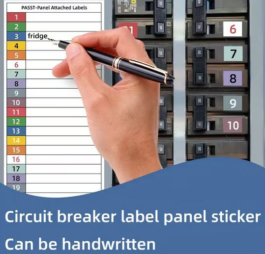 CIRCUIT BREAKER LABELS ELECTRIC PANEL LABELS – 40 POSITION -COLOR-CODED ADHESIVE