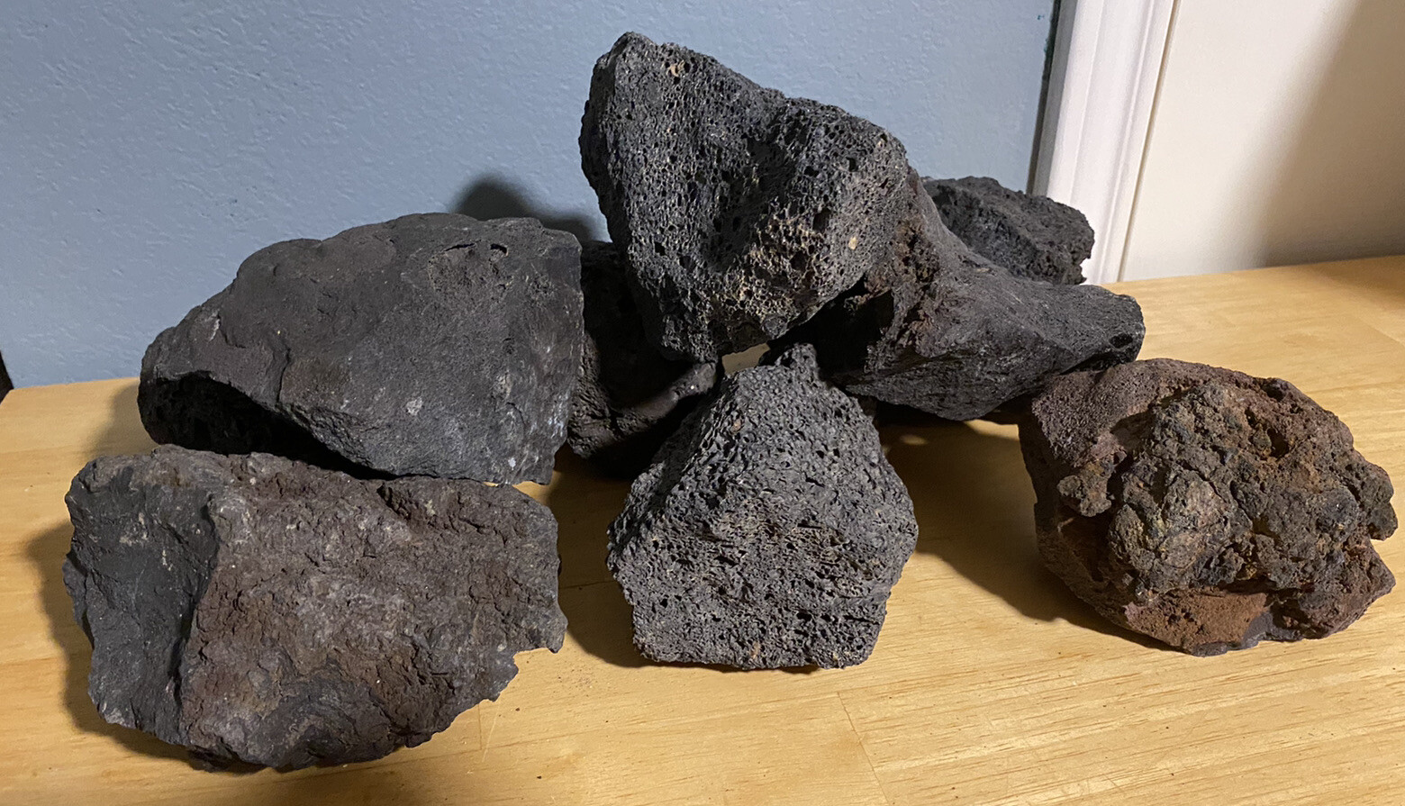 15 lbs. LARGE 6-8” Black Lava Rock (Approx. 15-18) Fire Pit -R&D Rock and Stone