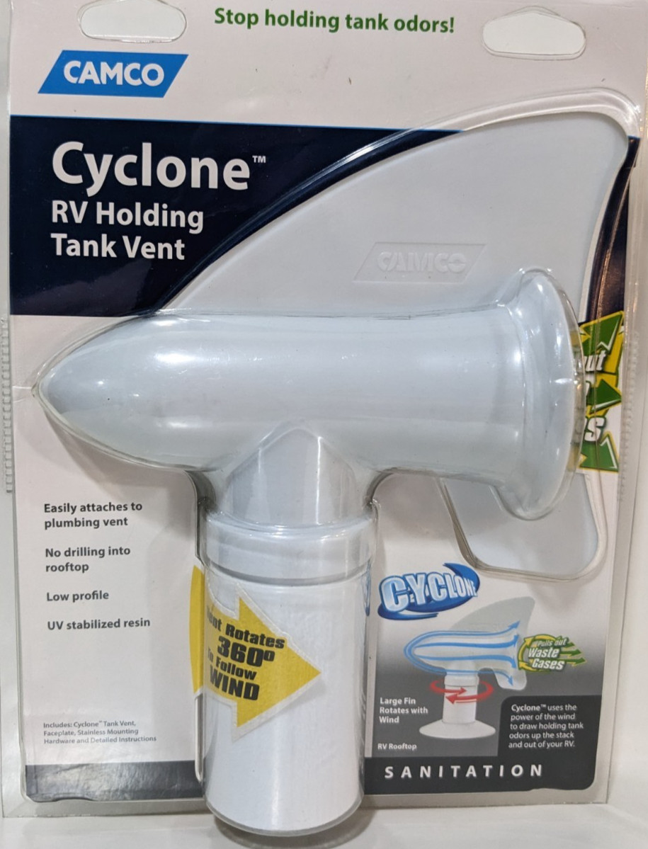 New Camco Cyclone RV Holding Tank Vent Sanitation White 40595 Rotating New