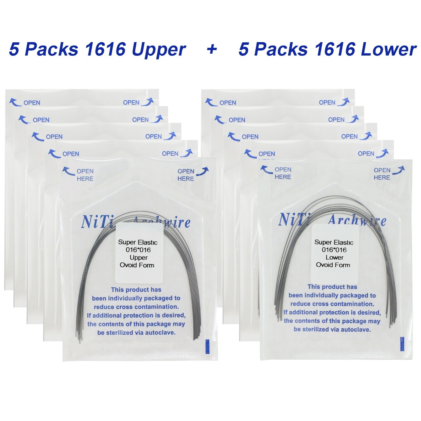 100Pcs Dental Orthodontic Arch Wire NiTi Stainless Steel Ovoid Round Rectangular