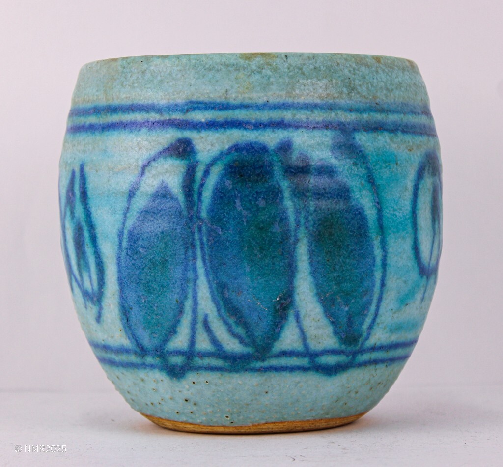 JT Abernathy Mid Century Modern Studio Pottery Matte Blue Glaze Pot Planter Vase