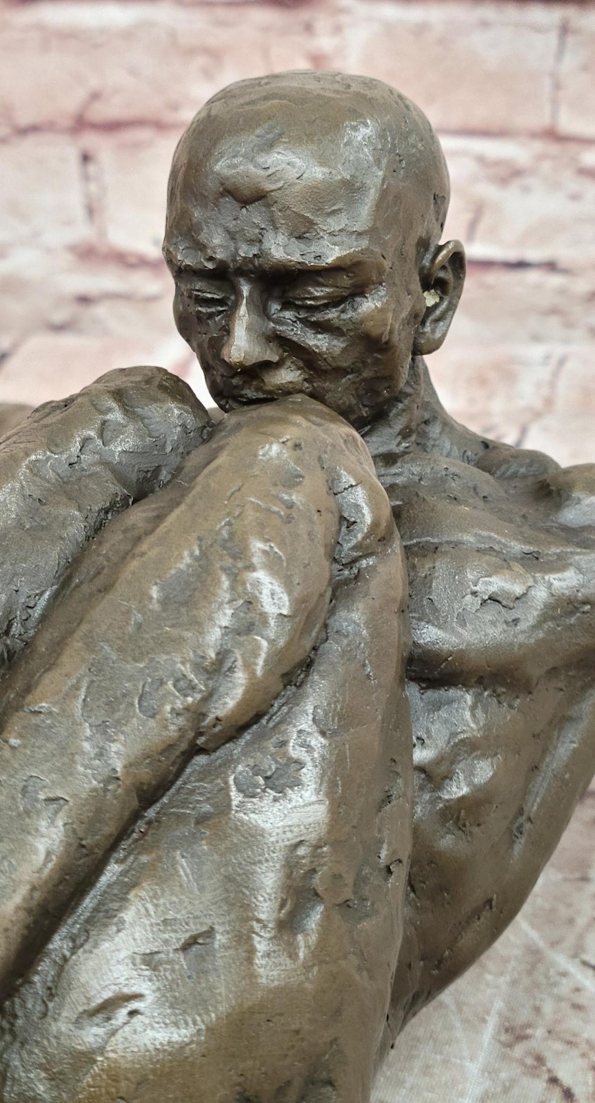 Abstract Bronze Male Figure Balancing on Sphere with Outstretched Arms Sculpture