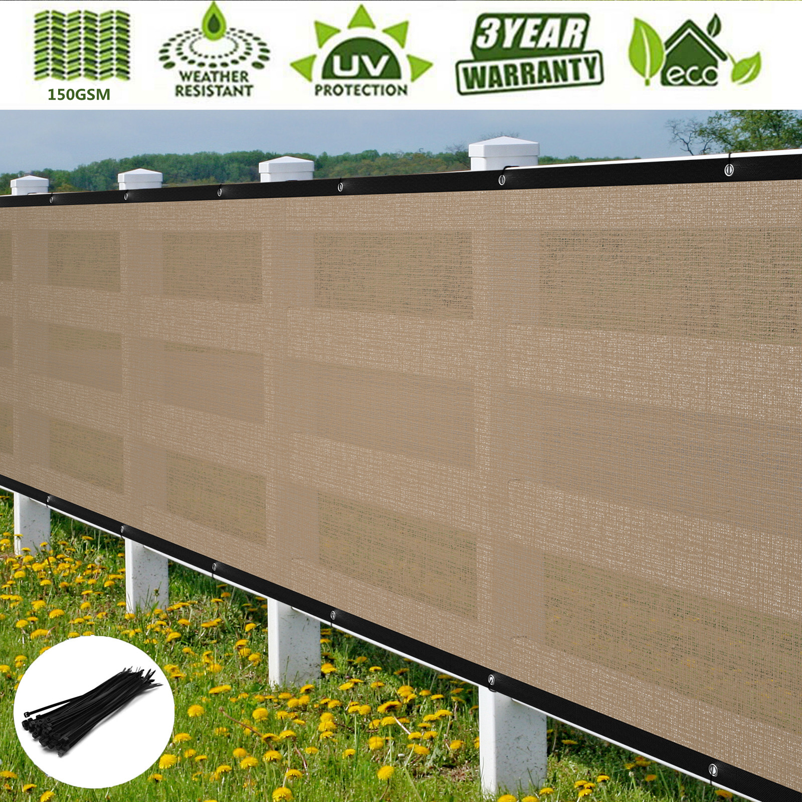 50' Privacy Screen Fence Heavy Duty Fencing Mesh Shade Net Cover Yard Windscreen