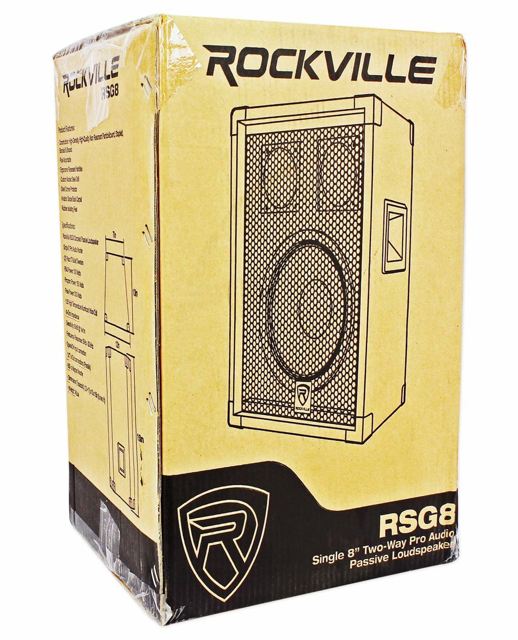 (2) Rockville RSG8 8” 300 Watt 2-Way 8-Ohm Passive DJ/Pro PA Speaker