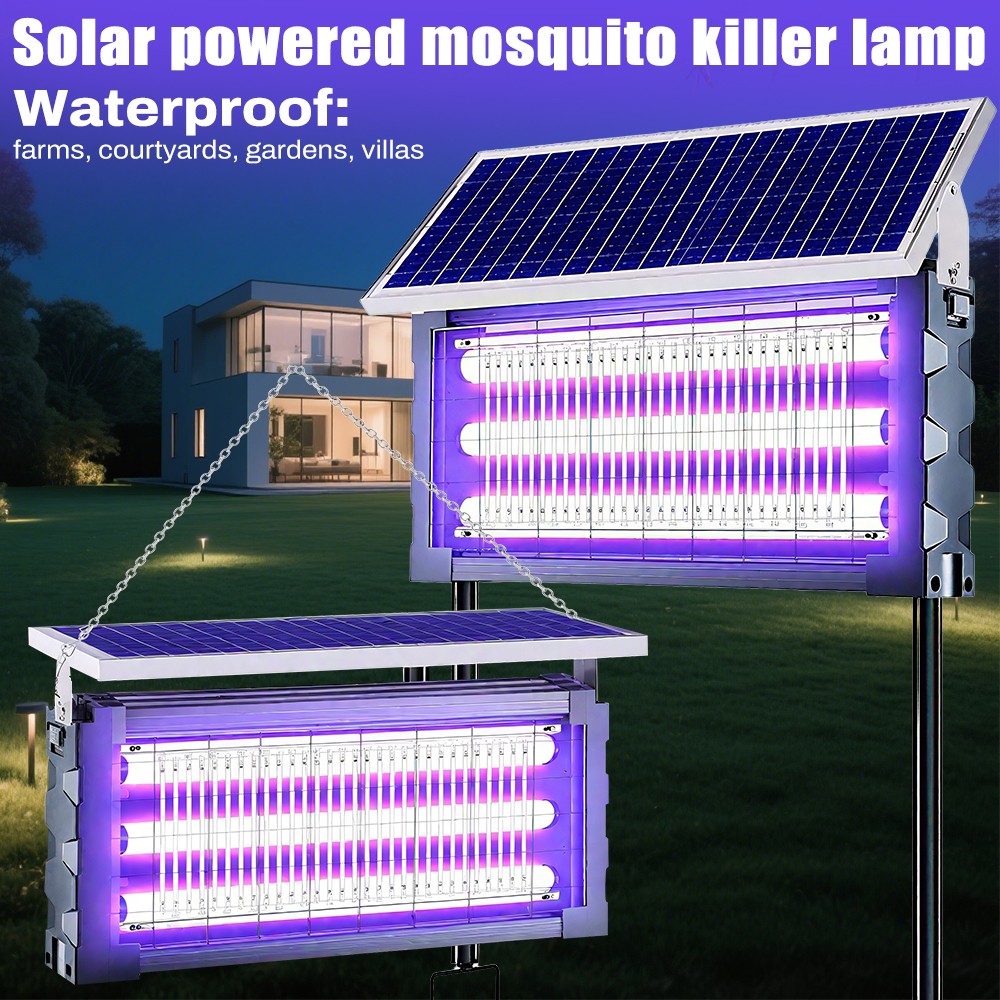 Solar Bug Zapper Outdoor Mosquito Zapper 4500V Waterproof Rechargeable Fly Zappe