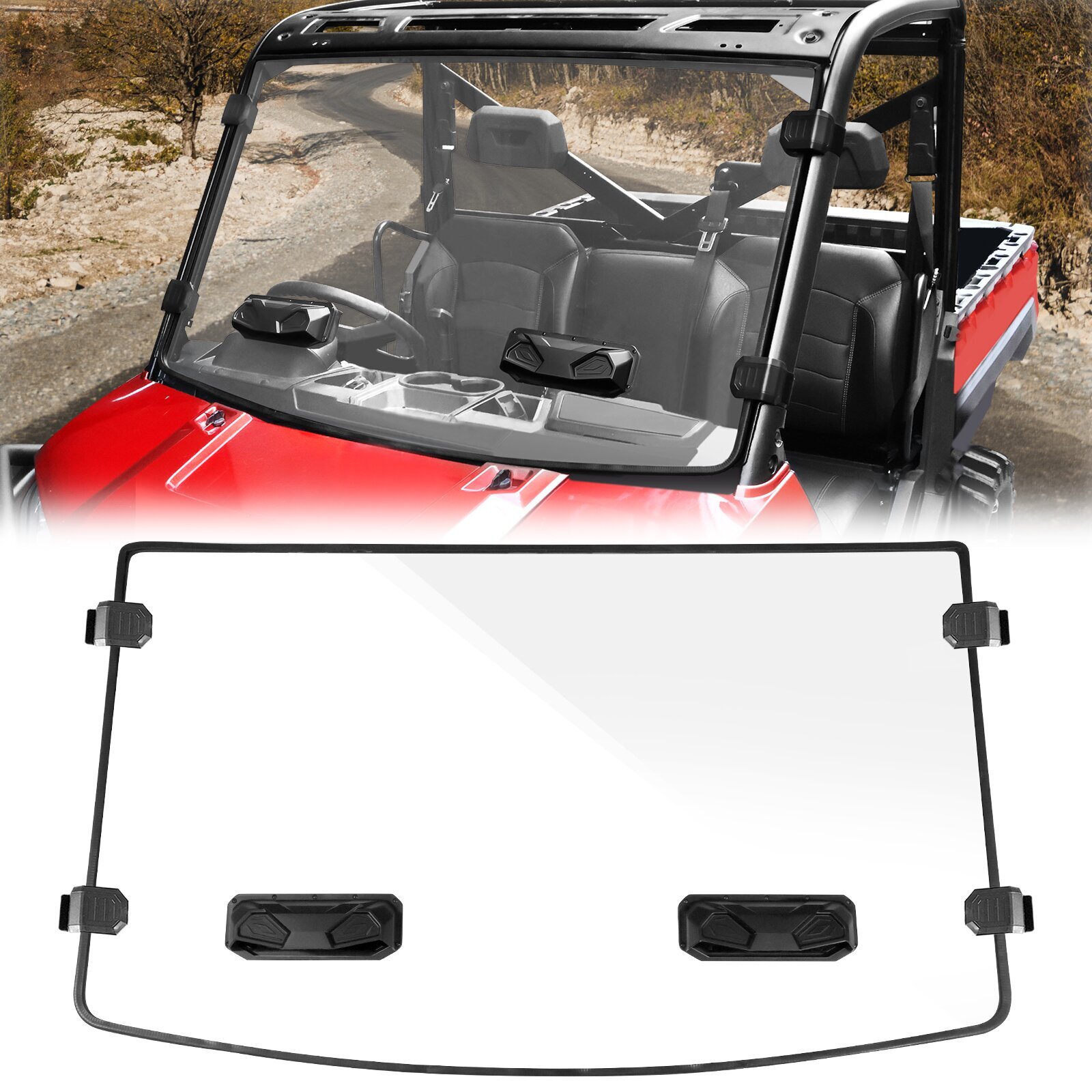 Vented Full Windshield for Polaris Ranger XP 1000 2017-2023/ XP 900 Front Window