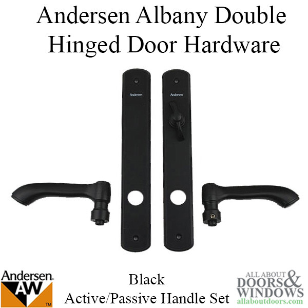 Andersen Albany Style Door Handles Hinged Door Hardware Set Double Active Black