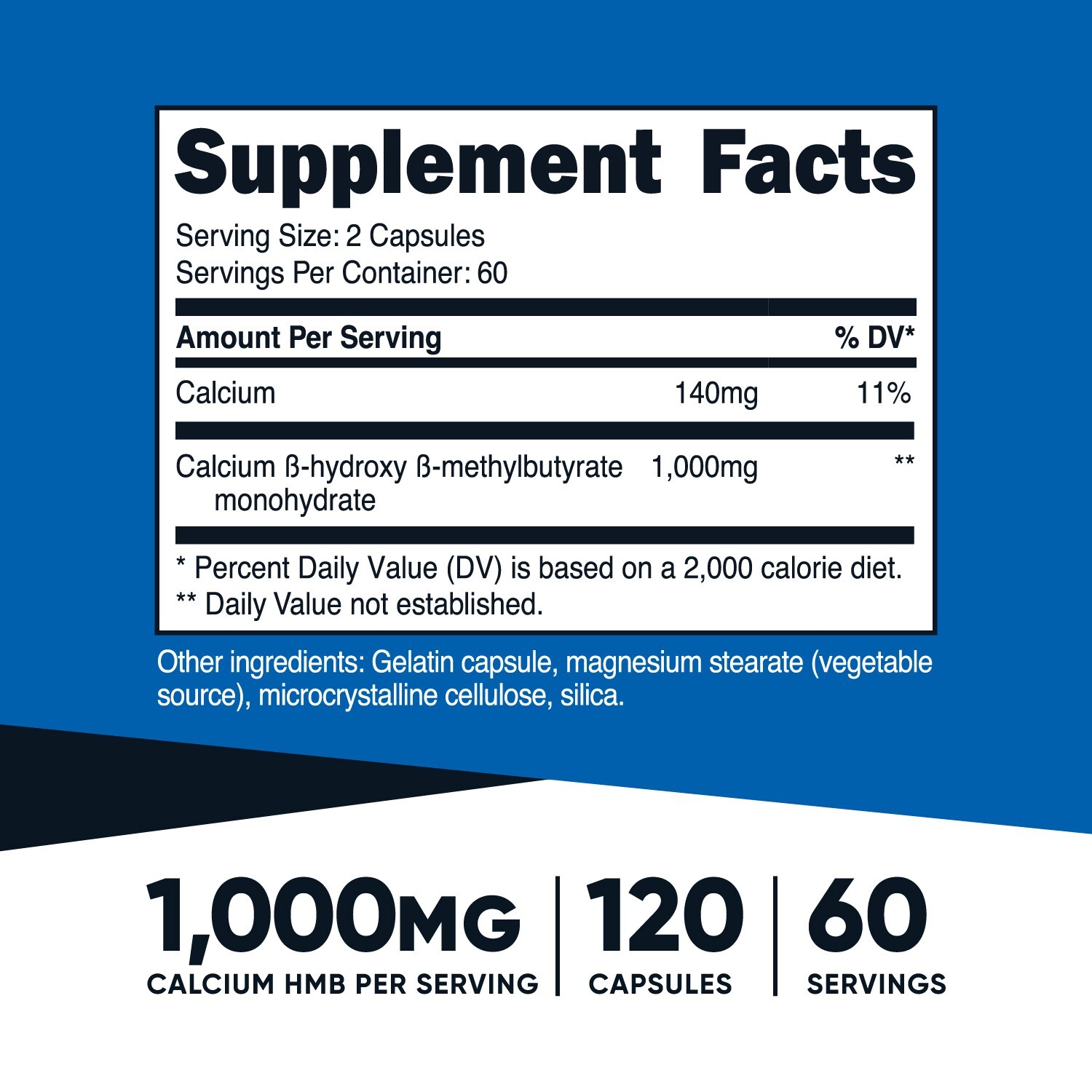 Nutricost HMB (Beta-Hydroxy Beta-Methylbutyric) 1000mg 120 Capsules, 60 Servings