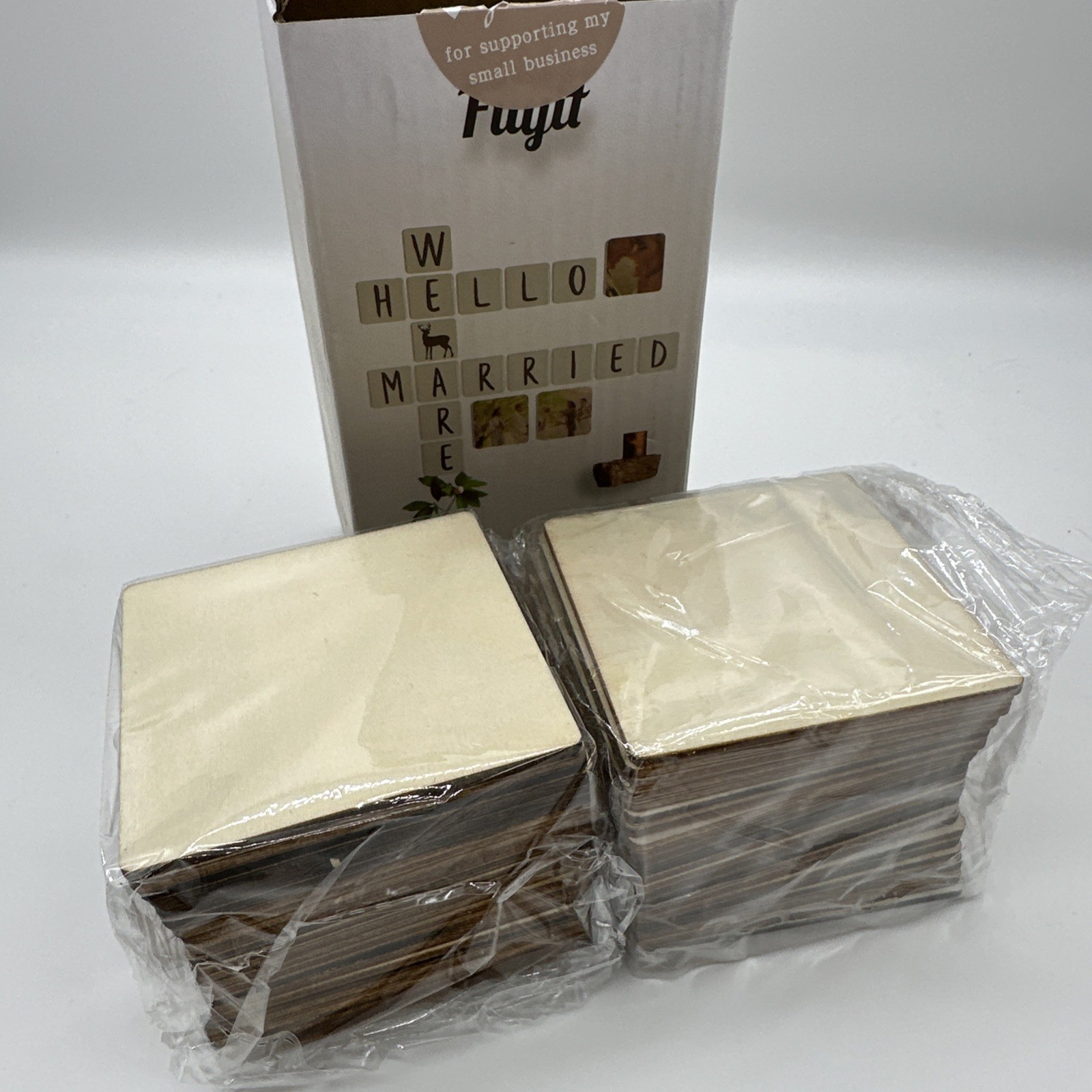 Fuyit Unfinished Wood Pieces 50Pcs 3 x 3 Inch Blank Natural Wood Square Wooden