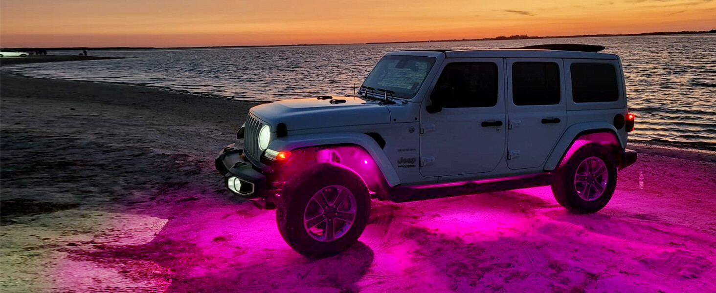 MICTUNING 2nd-Gen RGB LED Rock Lights Bluetooth 8 Pods Underbody Neon Lights Kit