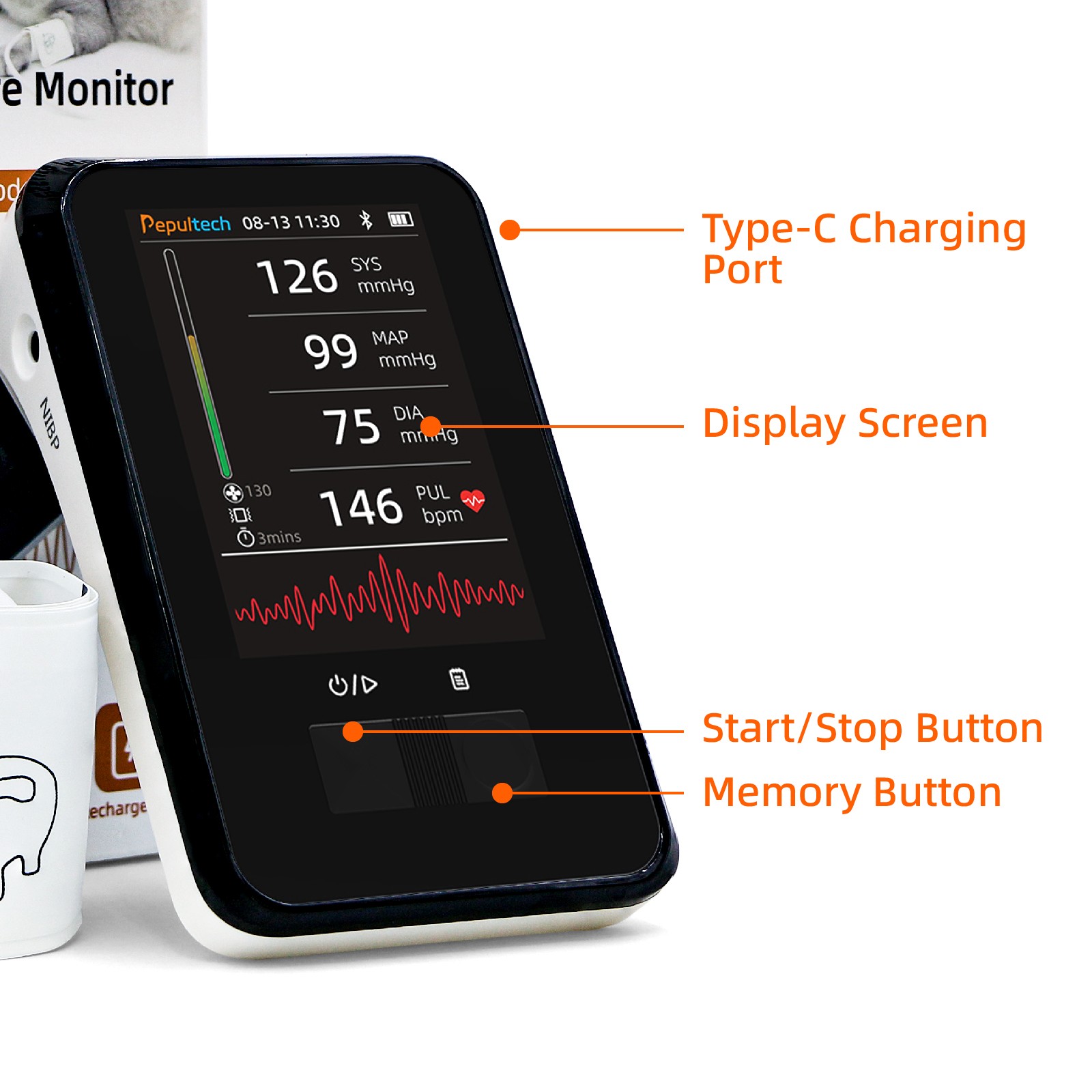Pet Blood Pressure Monitor 5Cuffs for Dog&Cat Rechargeable for Family Clinic Use