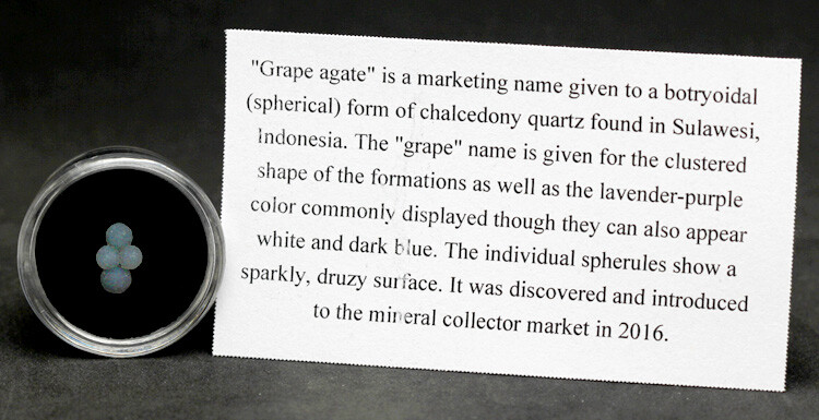 GRAPE AGATE Specimen Chalcedony Crystal Cluster Mineral INDONESIA w/ ID card