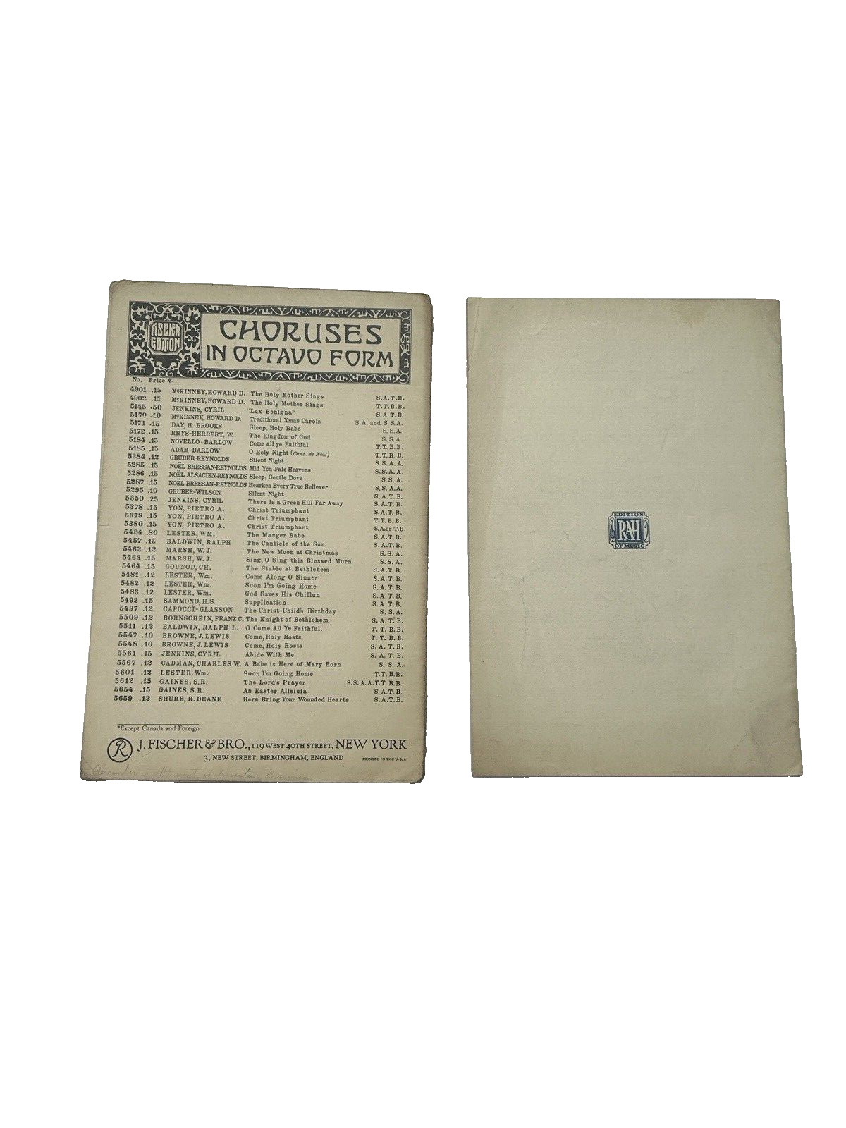 Vintage Sheet Music Choral Arrangements, Choirs Lot of 9