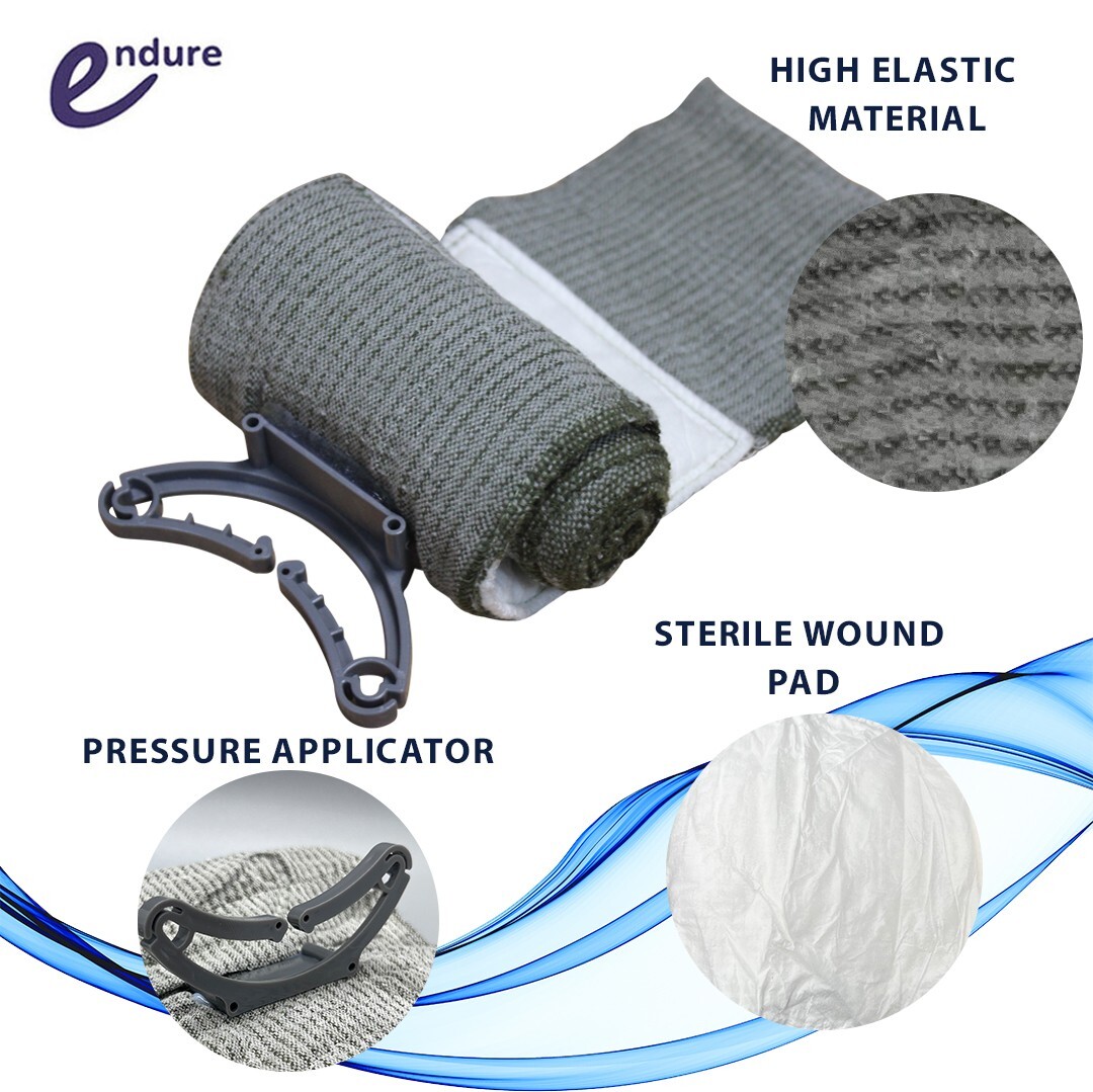 Endure Military First Aid Bandage, 5 Pack Israeli Style Battle Wound Dressing