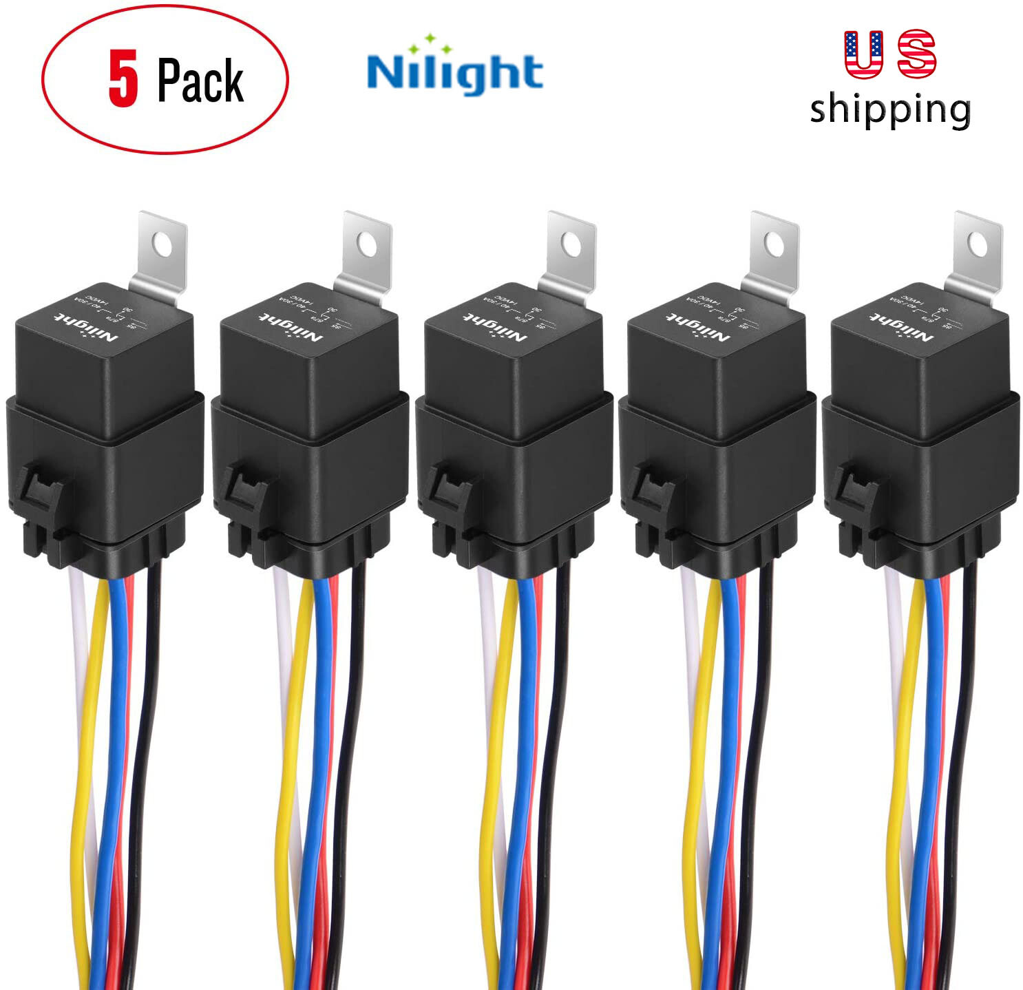 Nilight Auto Waterproof Relay & Harness 40/30 AMP12 AWG Tinned Copper Wires Kit