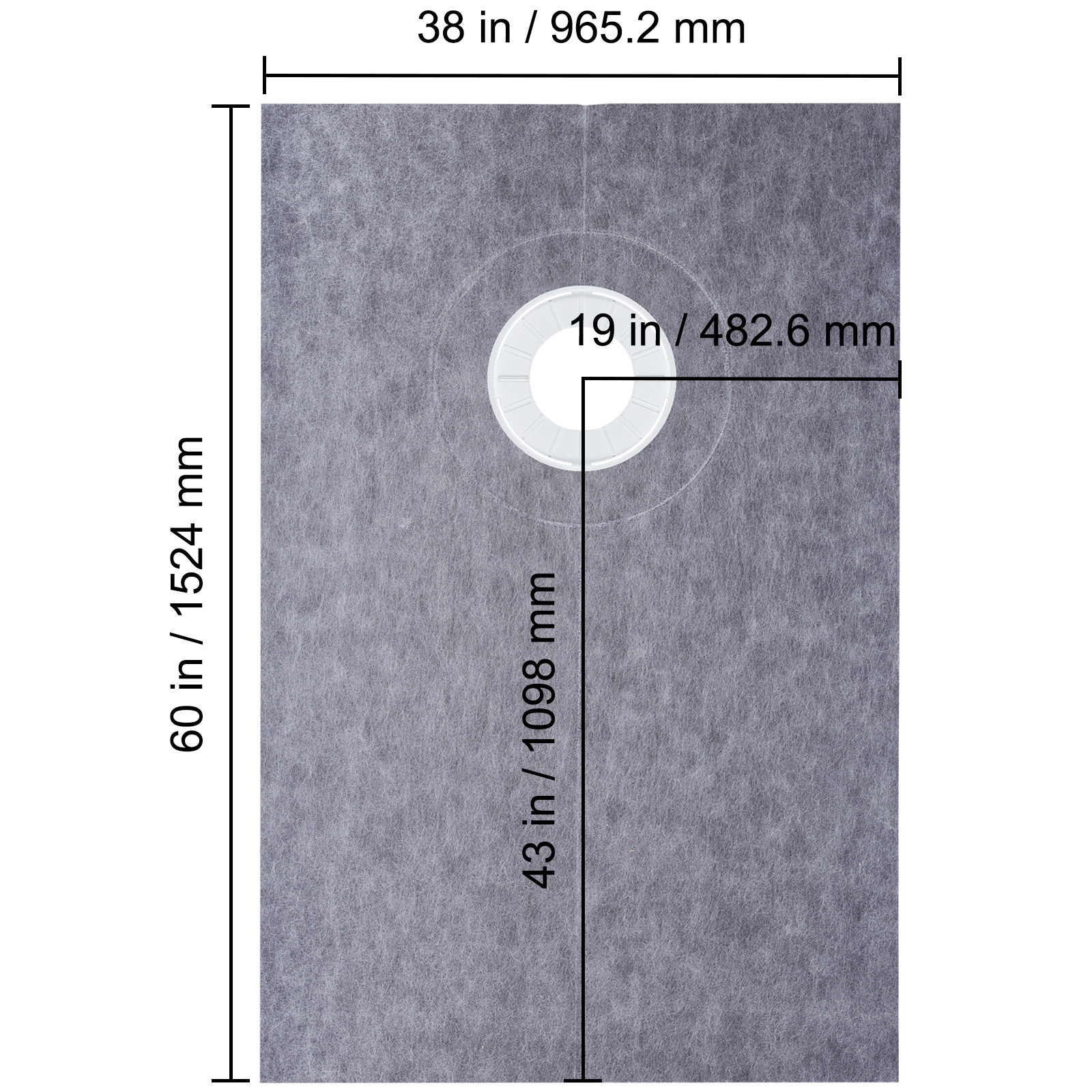VEVOR Waterproofing Shower Kit Shower Kit Tray 38''x60'' with Offset Drain PVC