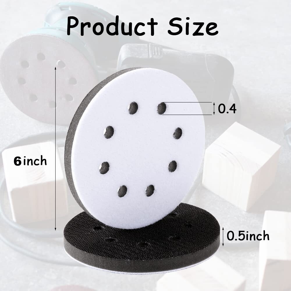 Soft Interface Pads 6Inch 8 Holes Hook Loop Sponge Cushion Buffer Backing Pad