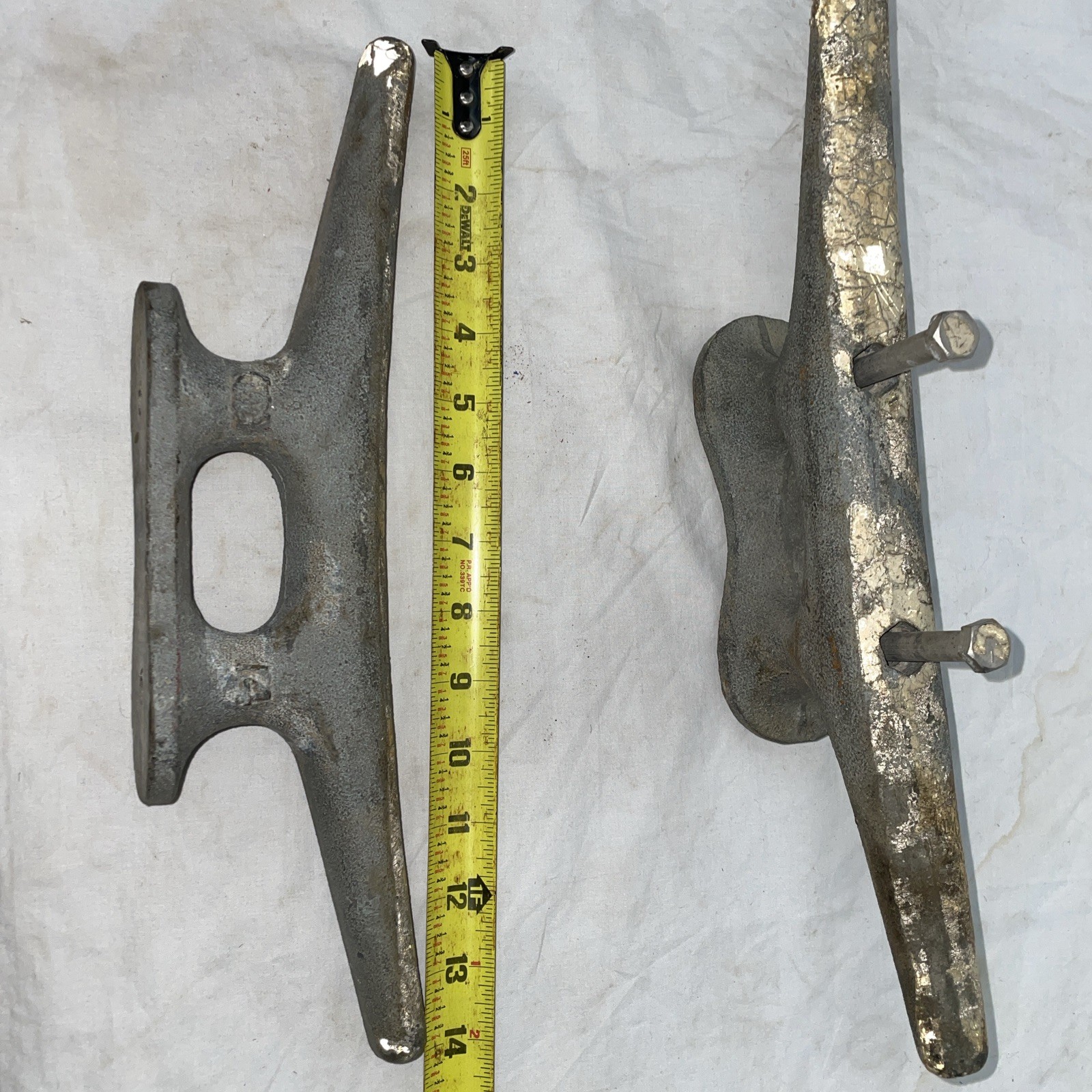Pair Vintage 14” Boat Dock Cleats Cast Iron Marine Hardware Wilcox Crittinsen