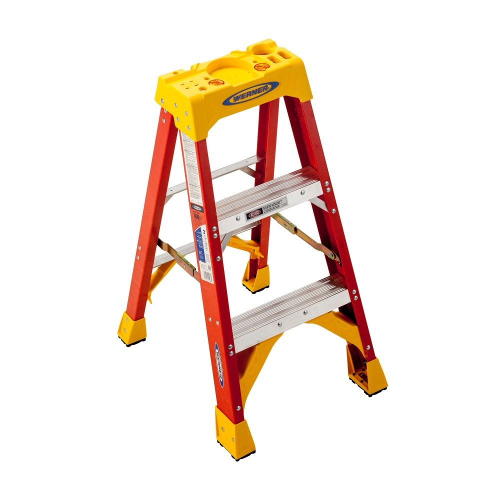 Werner 6203 3ft Type IA Fiberglass Stepladder 300 lb HolsterTop Lock-In
