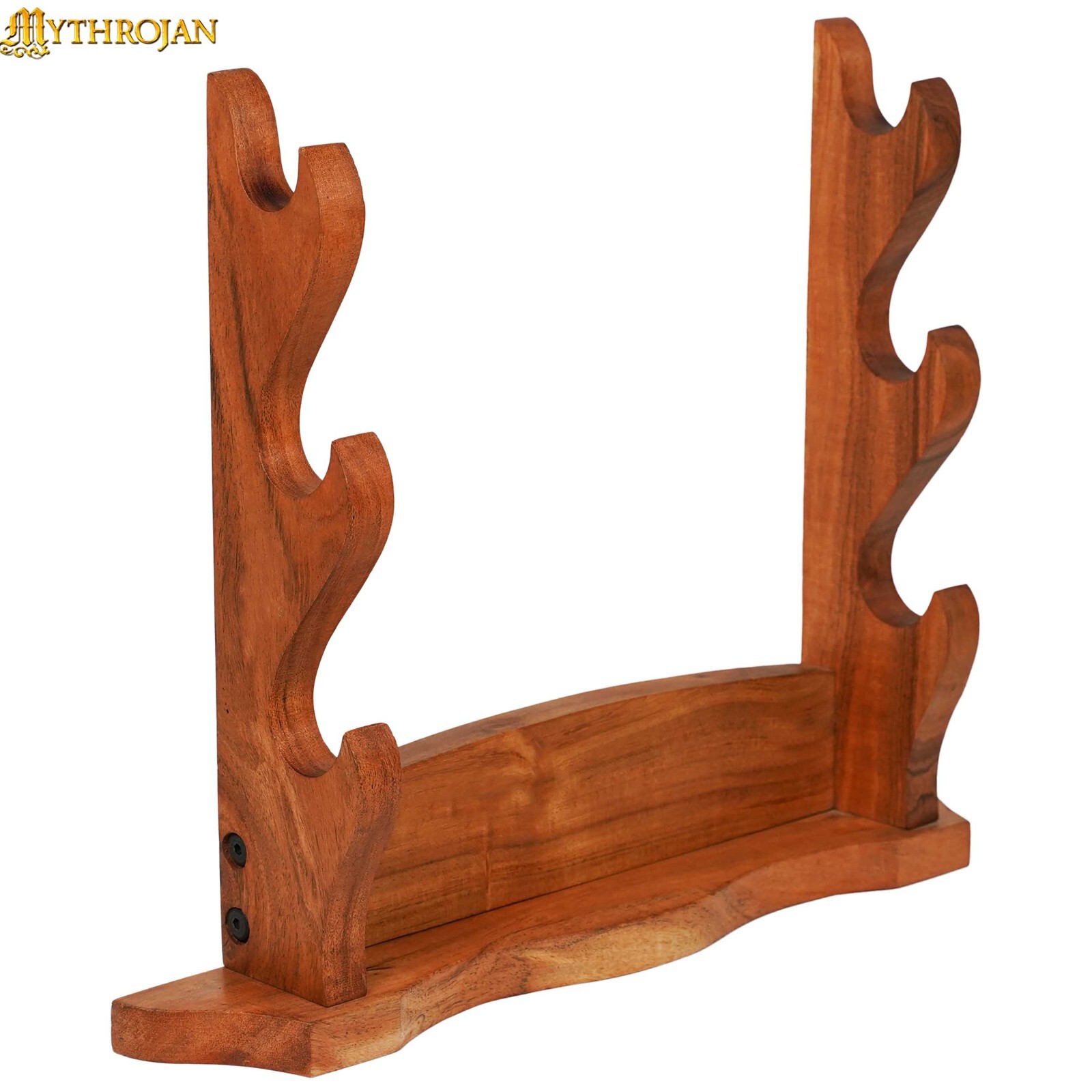 Katana Stand Sword Axe Display Wooden Holder Medieval 3 Tier Table Top Natural