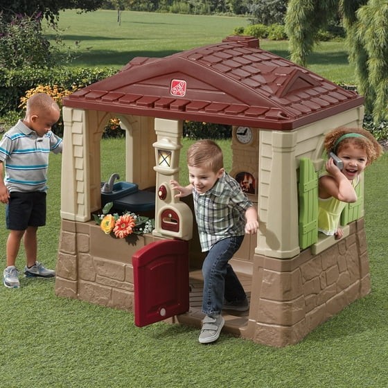 Step2 Neat & Tidy Cottage II Brown Playhouse Plastic Kids Outdoor Toy
