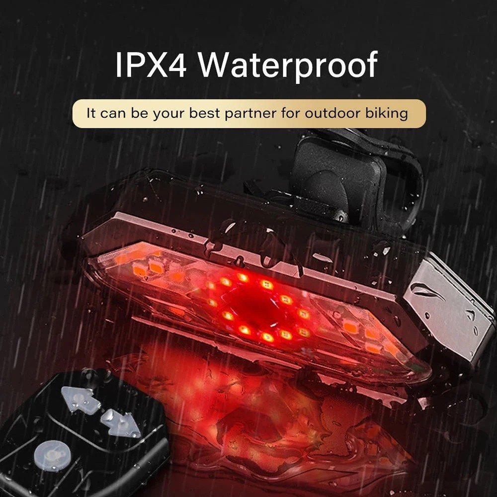 Wireless Bike Turn Signal Tail Light with Remote Control- USB Rechargeable LED