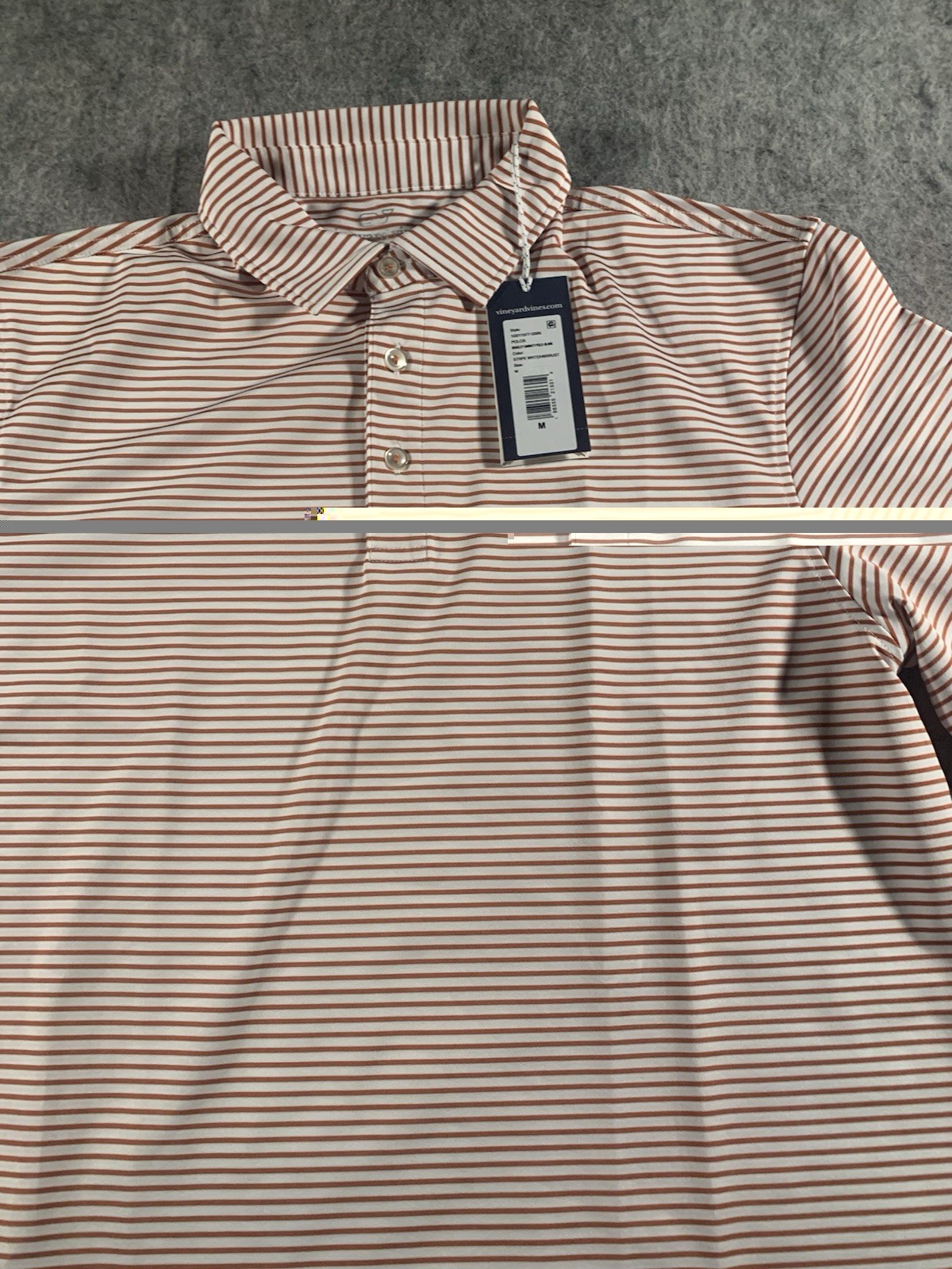 NWT Vineyard Vines Performance Golf Red / White Striped Polo Shirt Mens Size M