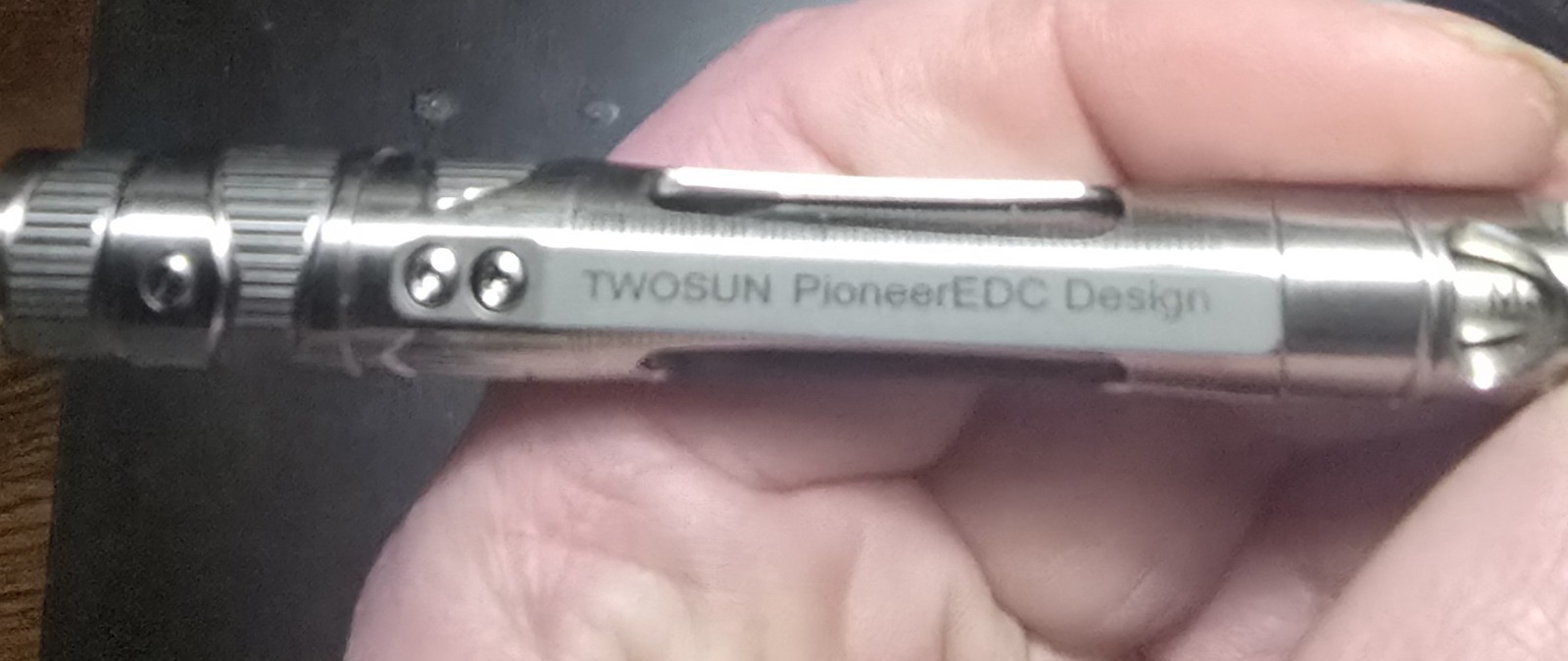 TwoSun CNC LED Titanium Tactical Office Business Pocket Pen Black Ink