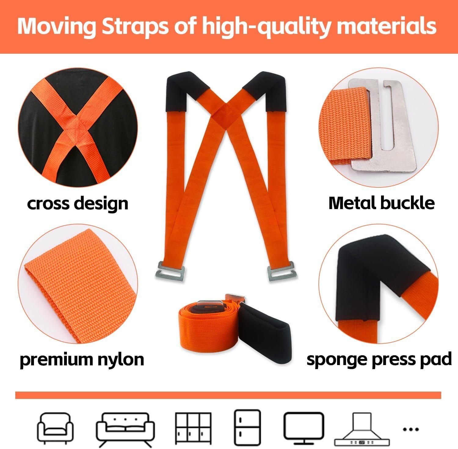 Heavy Furniture Appliances Moving Straps Rope Belt Transport Lifting System Tool
