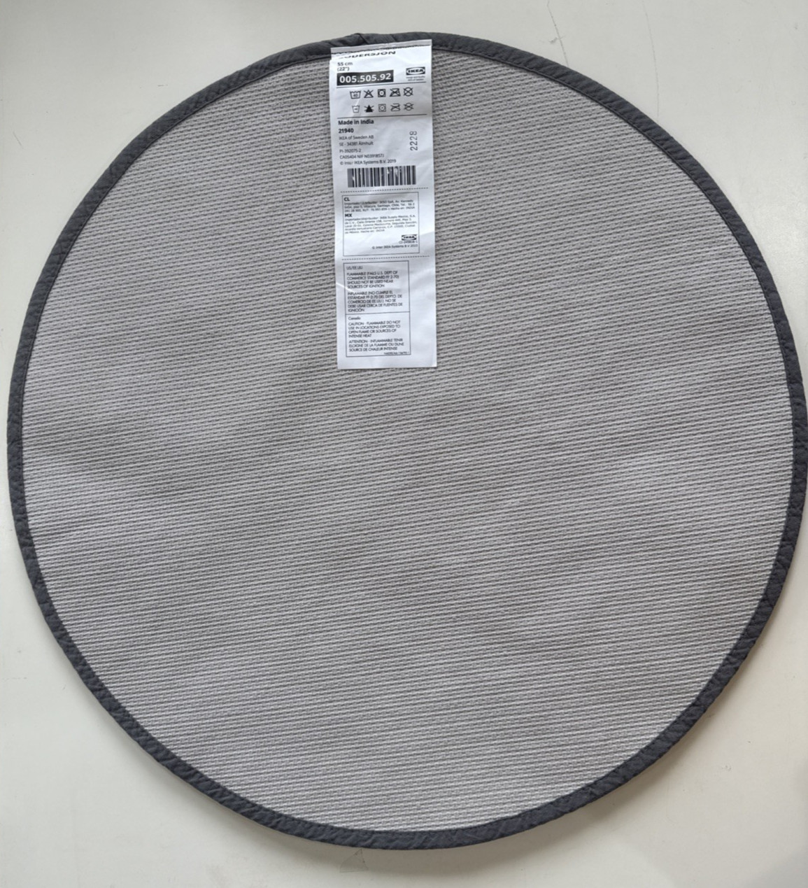 New Ikea SODERSJON Bath mat, dark gray/round, 22 "