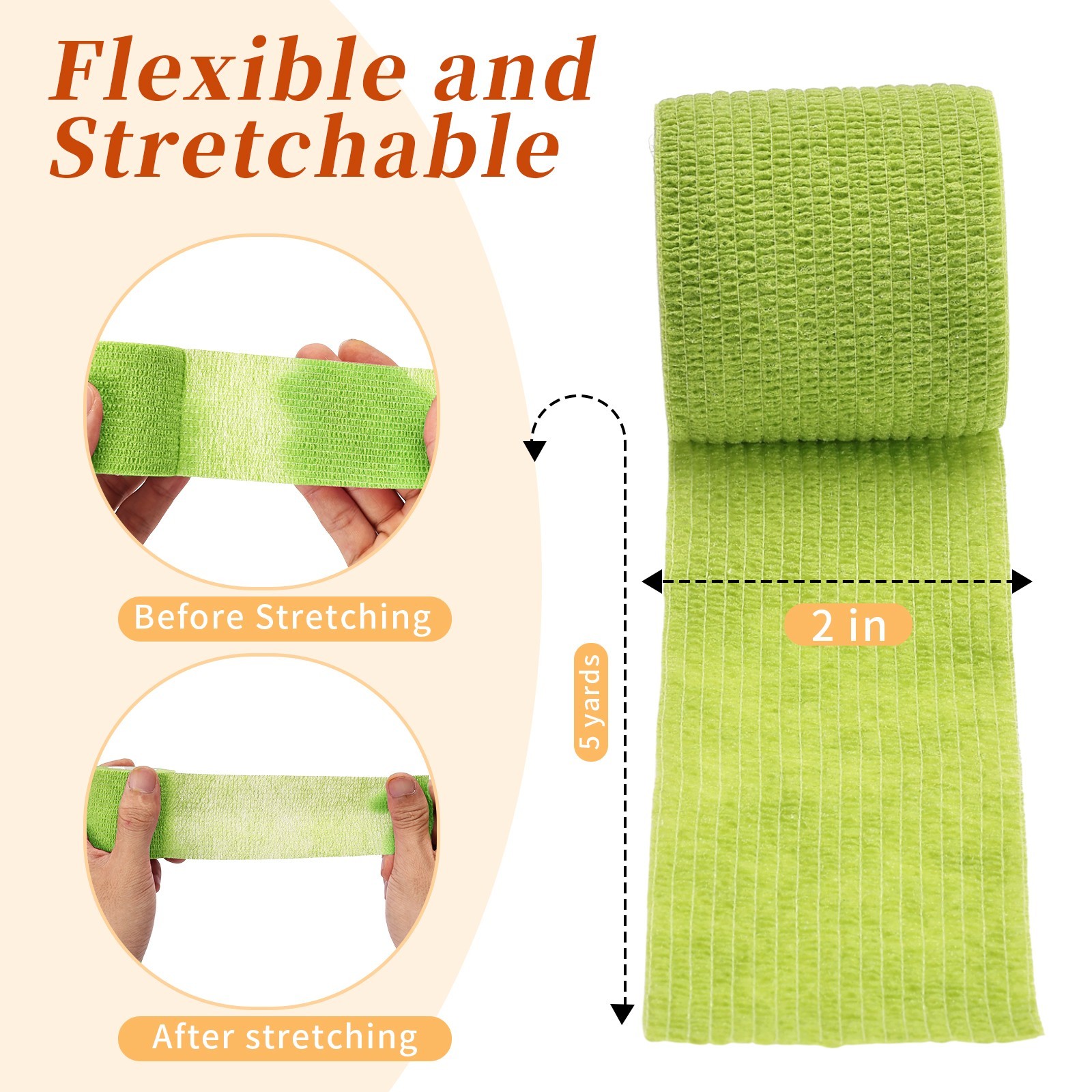 24 Count Self Adhesive Bandage Wrap 2" x 5 Yards (15 feet) Tape Multicolor