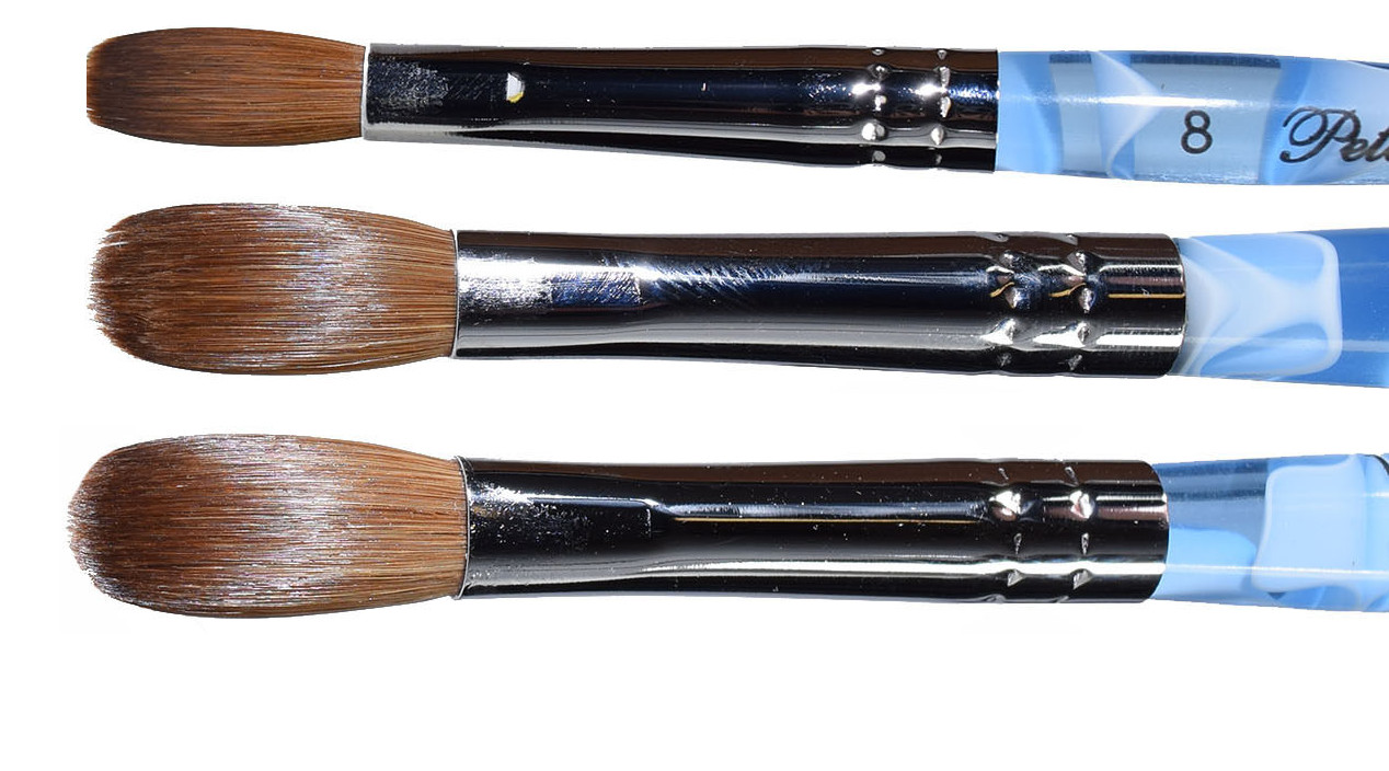 Blue Marble Petal Kolinsky Acrylic Manicure Powder Nail Brush (CRIMPED)