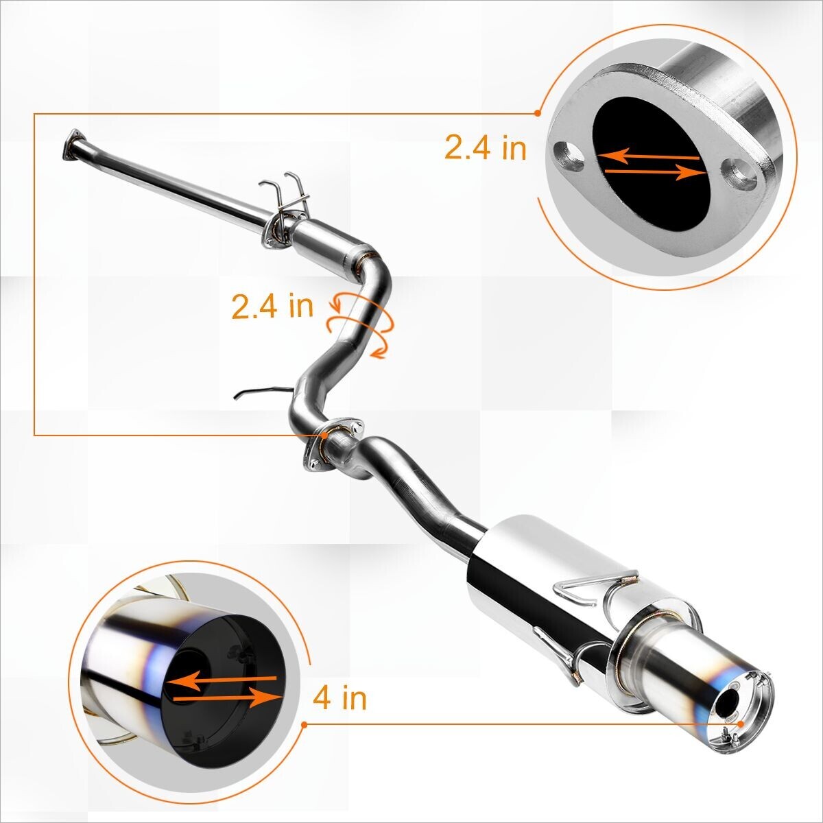 For 06-11 Honda Civic EX/LX/DX 4" Burnt Tip Muffler Stainless Catback Exhaust