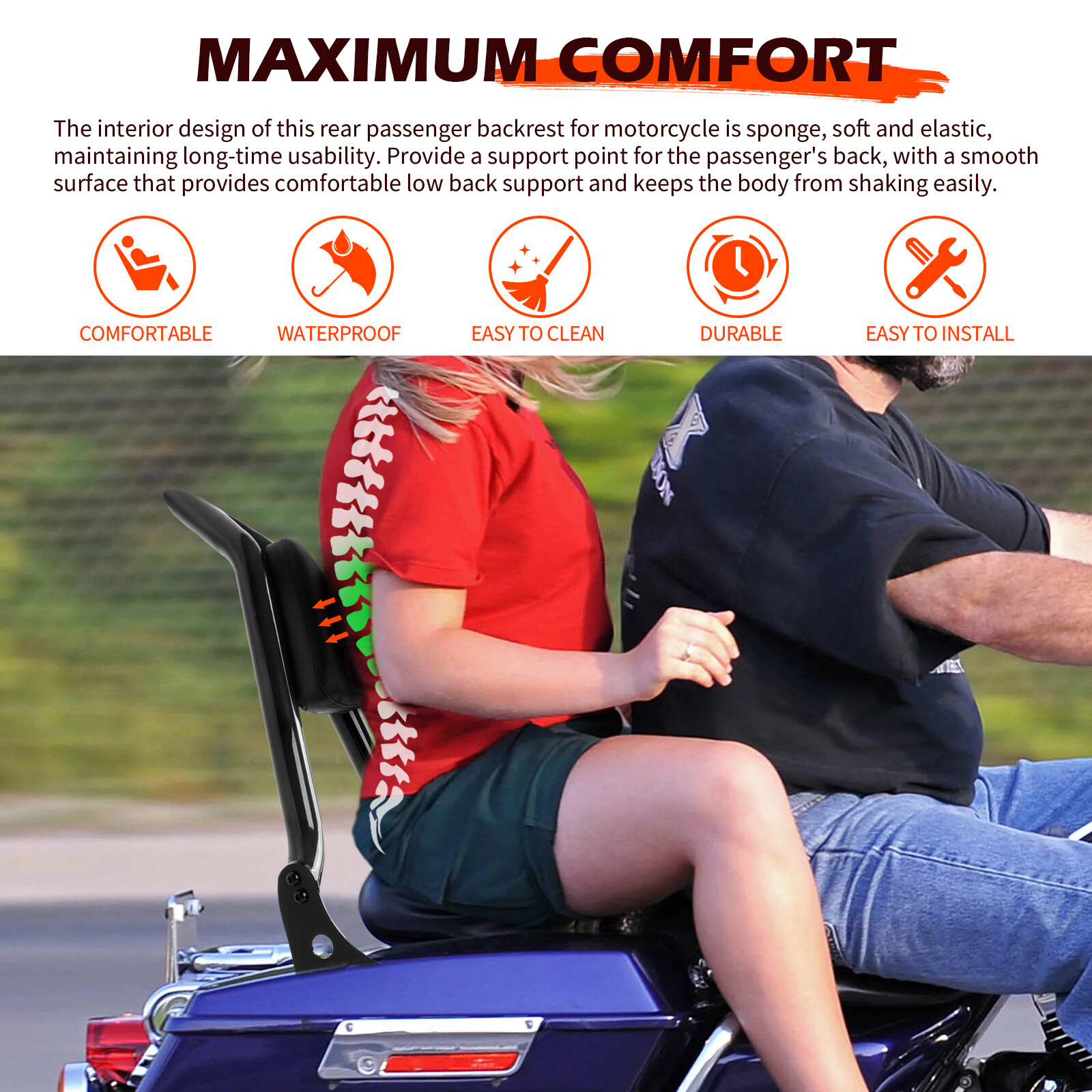 22" Sissy Bar Backrest & Stealth Luggage Rack For Harley Street Road Glide King