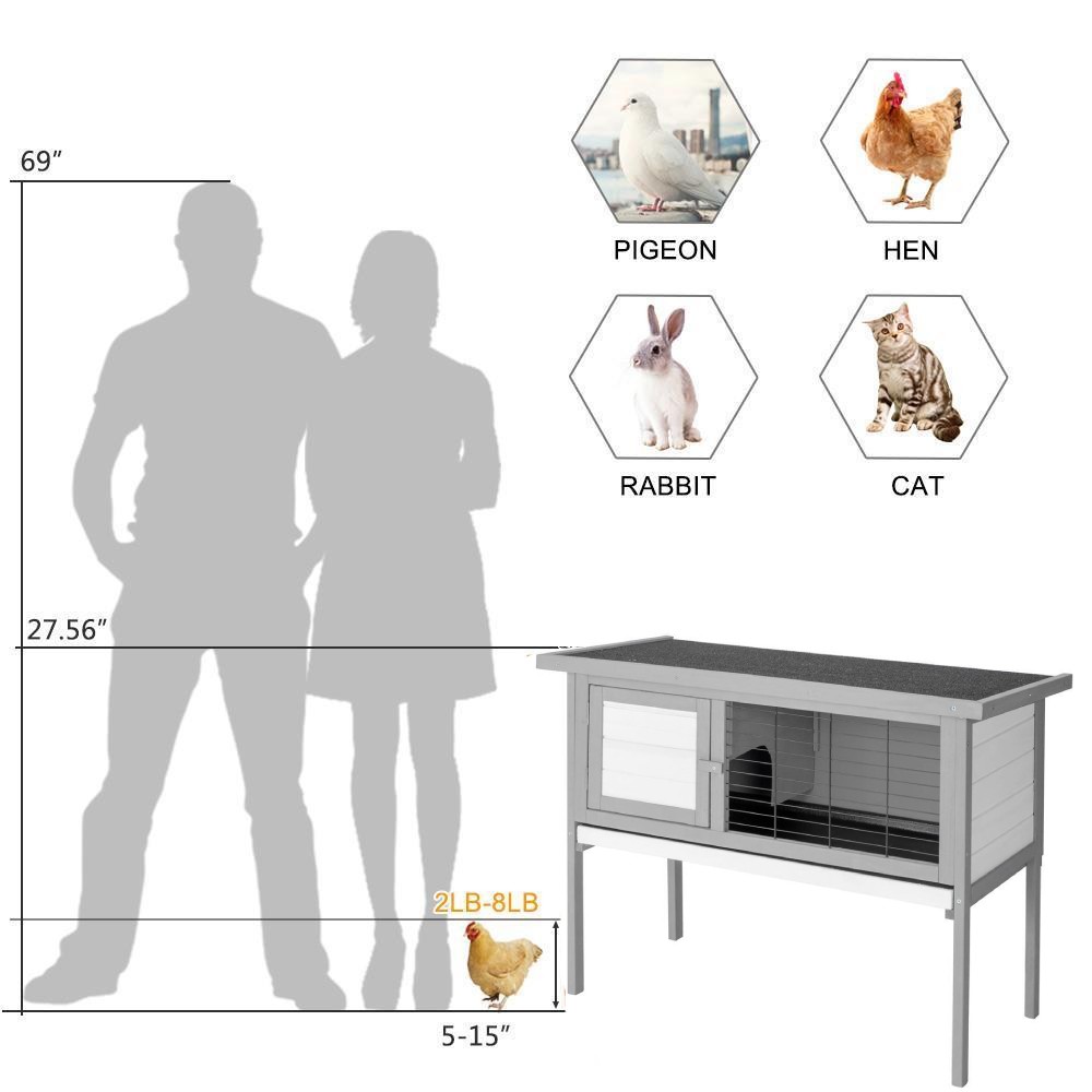 Garden 36in Elevated Rabbit Hutch Cage for Small Animal Poultry House Outdoor