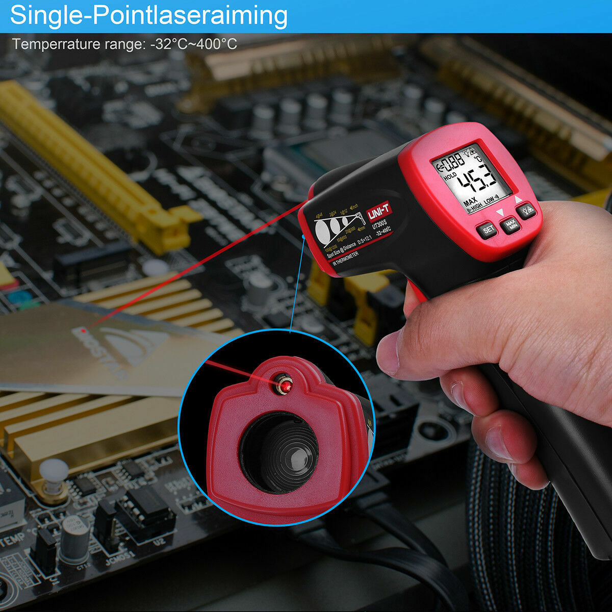 Infrared IR Digital Thermometer Non-contact Temperature Gun 400°C Toplia TM300S