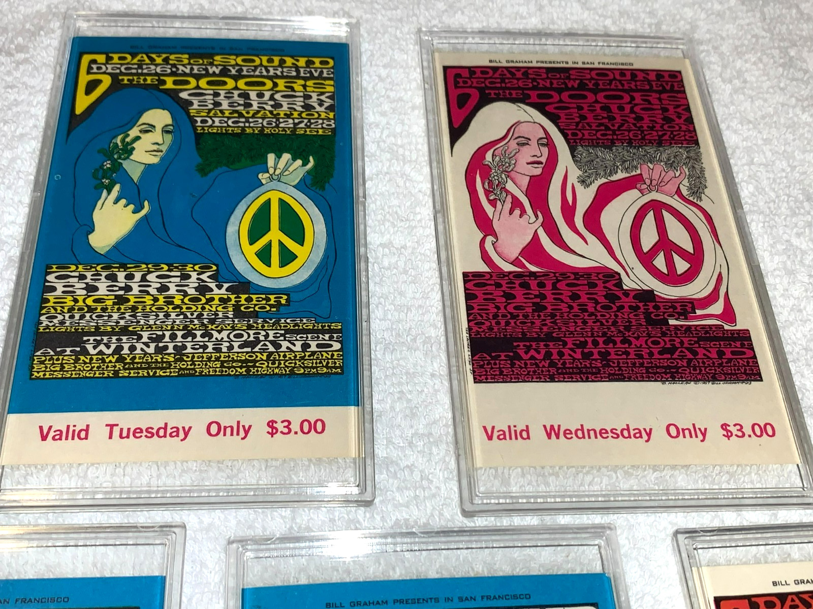 THE DOORS JANIS JOPLIN 1967 TICKET SET BILL GRAHAM BG99 JIM MORRISON Fillmore