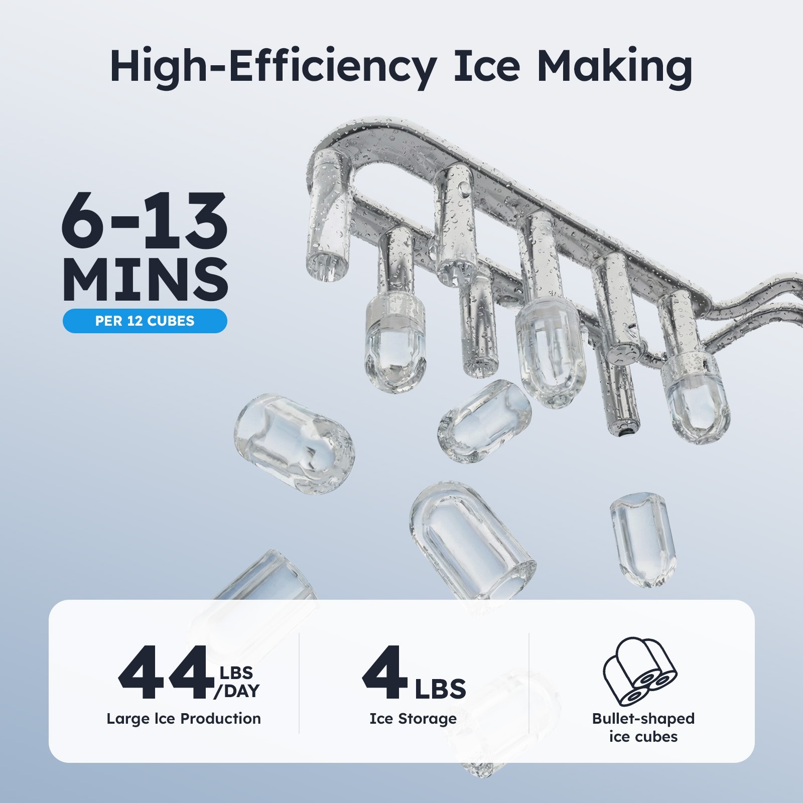 3 in 1 Countertop Ice Cube Maker 44lbs/Day with Water Dispenser Combo Machine