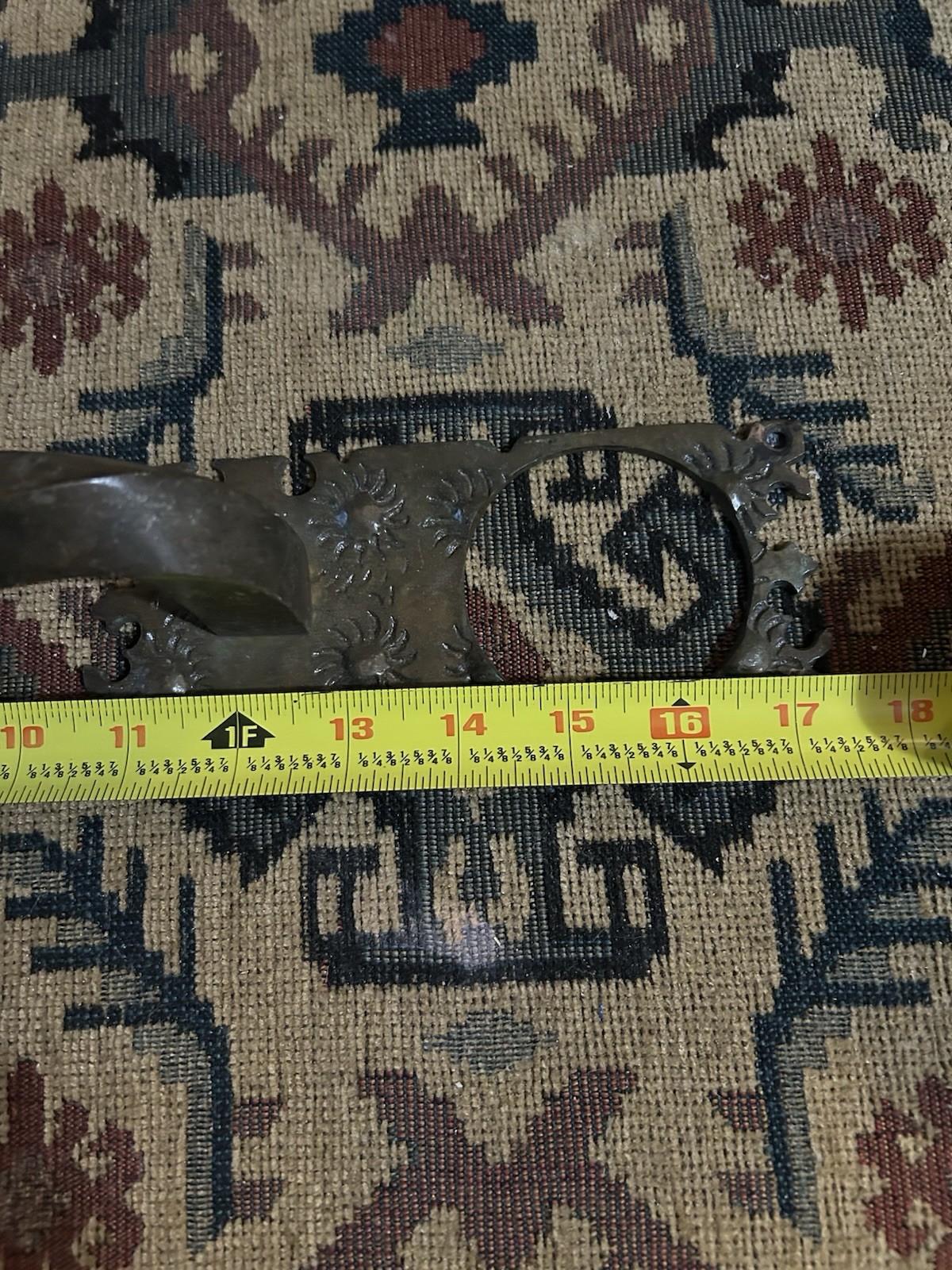 Antique Brass Door Pull With Hole For Knob