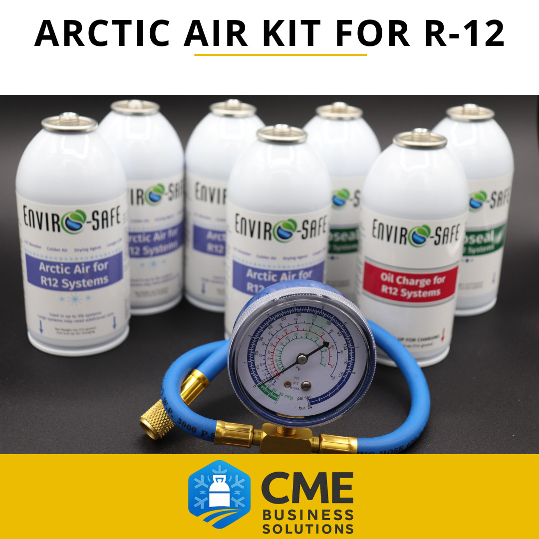 Envirosafe Arctic Air for R12, Auto AC Refrigerant Proseal & Oil & Brass Gauge