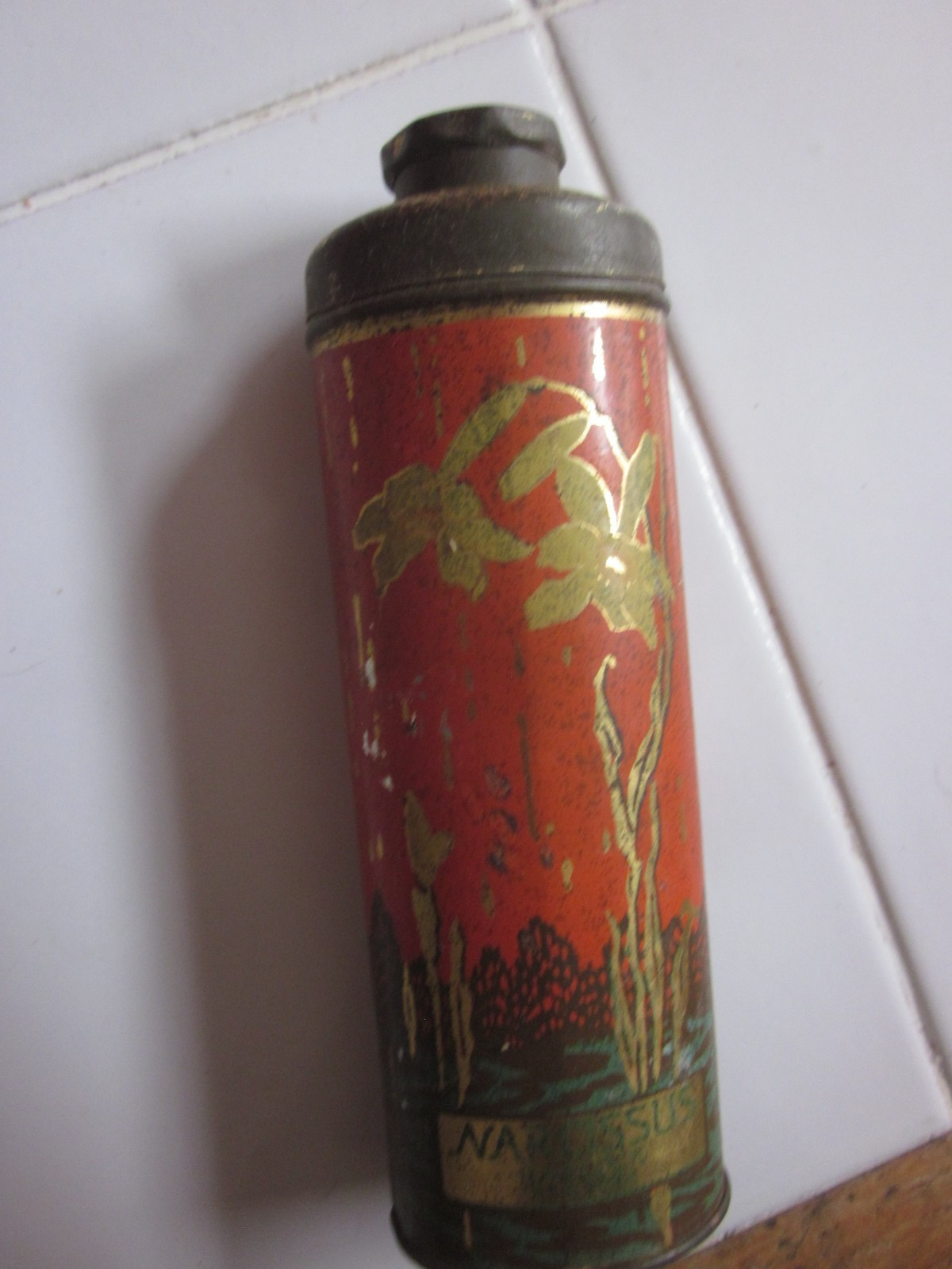 Vintage Narcissus Babcock NY Talcum Powder tin