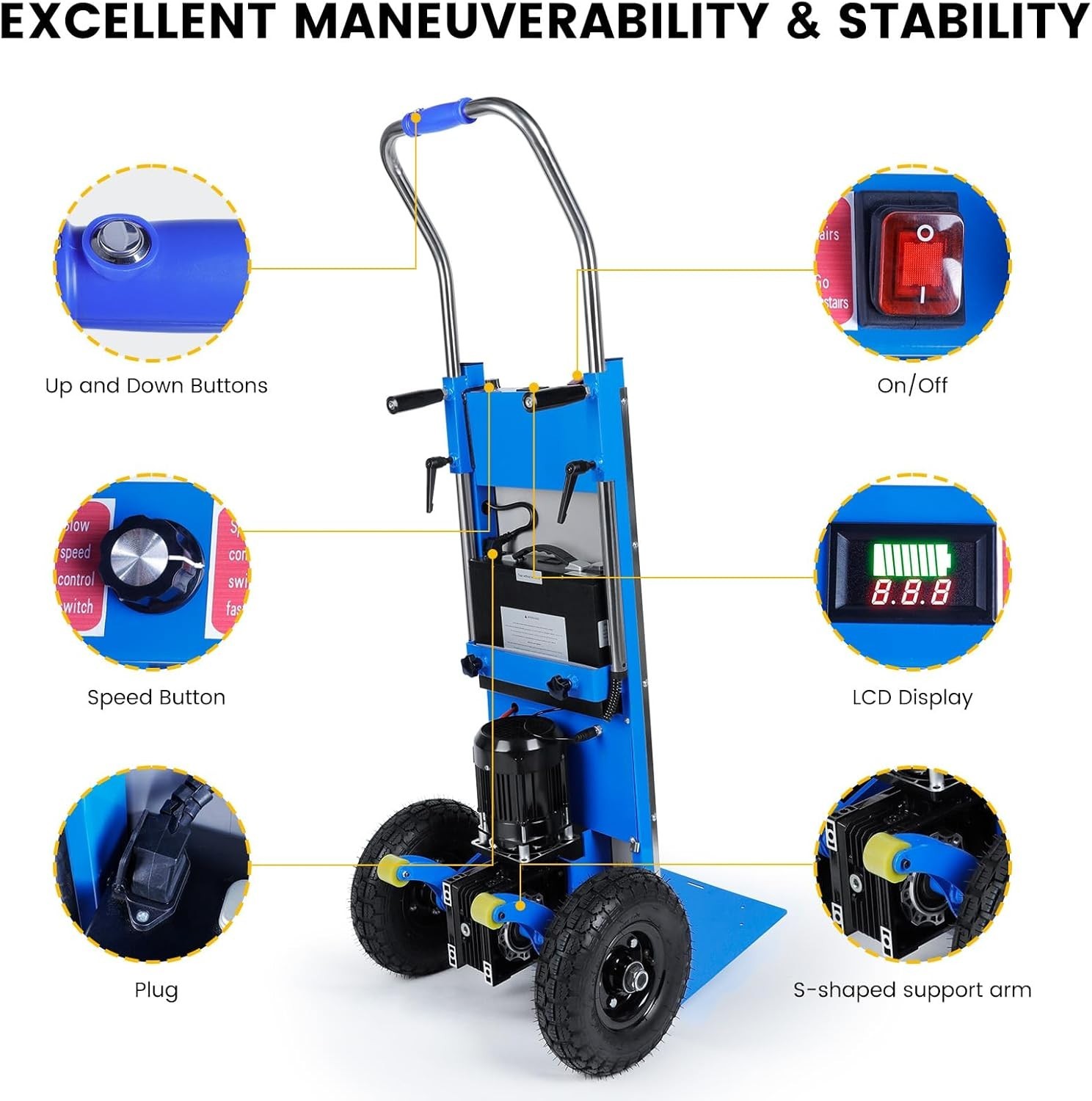 Electric Stair Climbing Hand Trucks Dolly Cart for Moving 880lb Max Capacity US